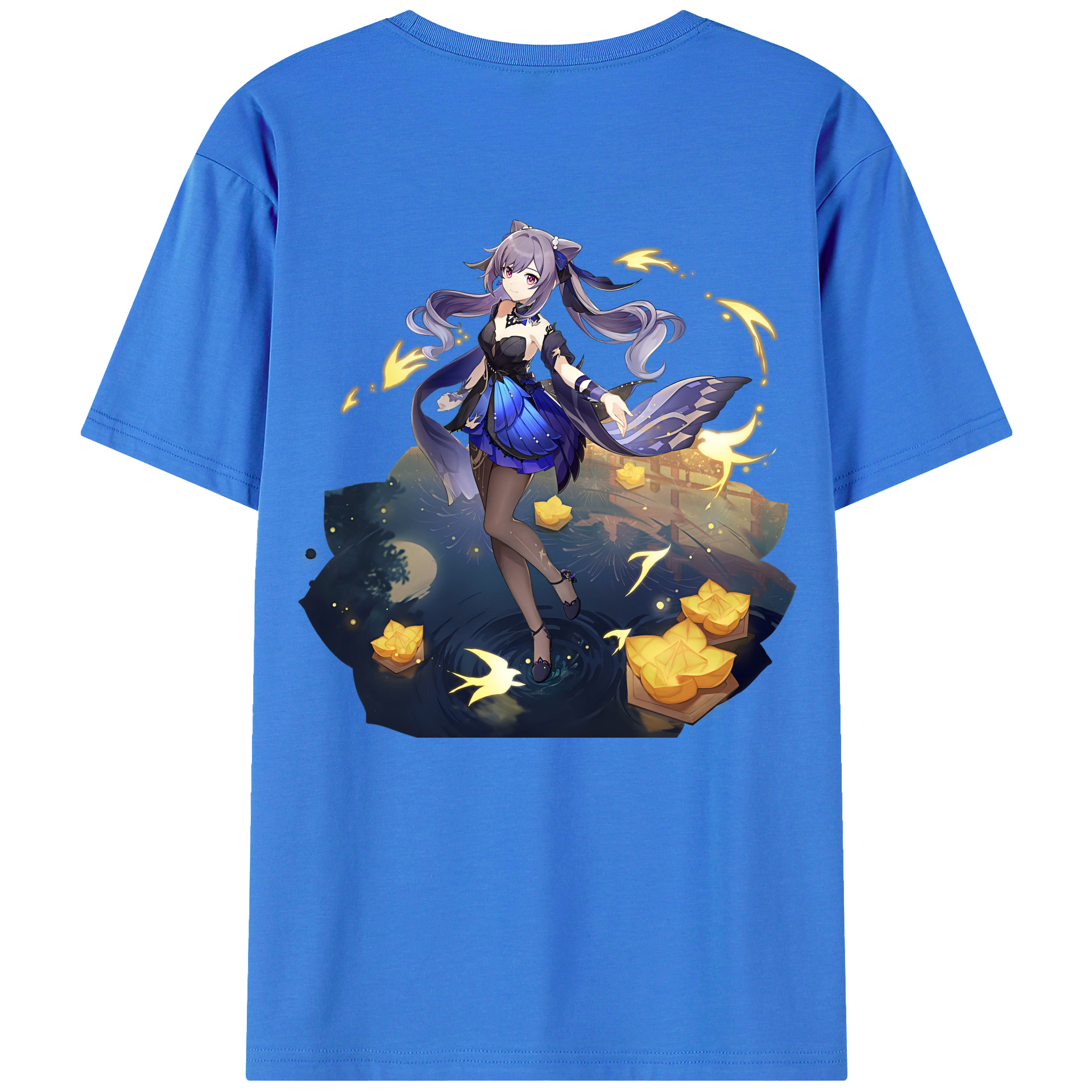 げんし神 刻晴 こくせい genshin Kokusei 綿100％ メンズ半袖Tシャツ（バックプリント） 通気性