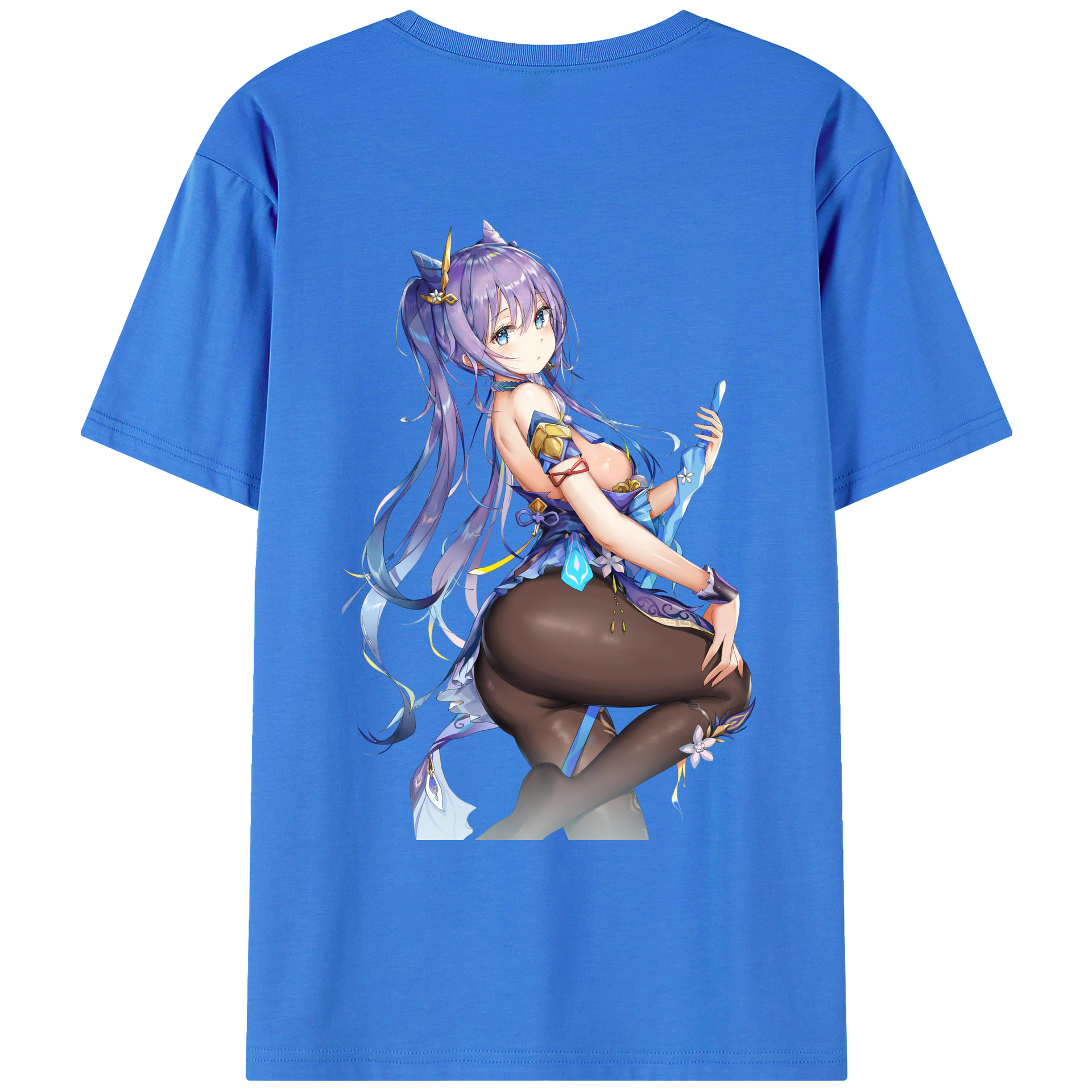 げんし神 刻晴 こくせい genshin Kokusei 綿100％ メンズ半袖Tシャツ（バックプリント） 通気性