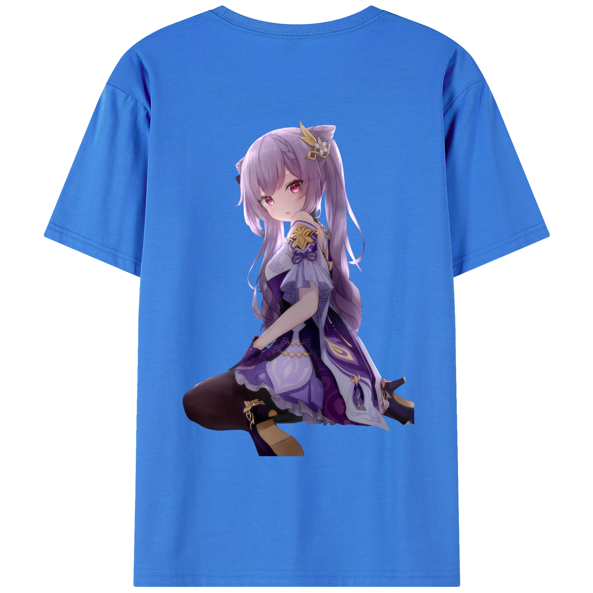 げんし神 刻晴 こくせい genshin Kokusei 綿100％ メンズ半袖Tシャツ（バックプリント） 通気性