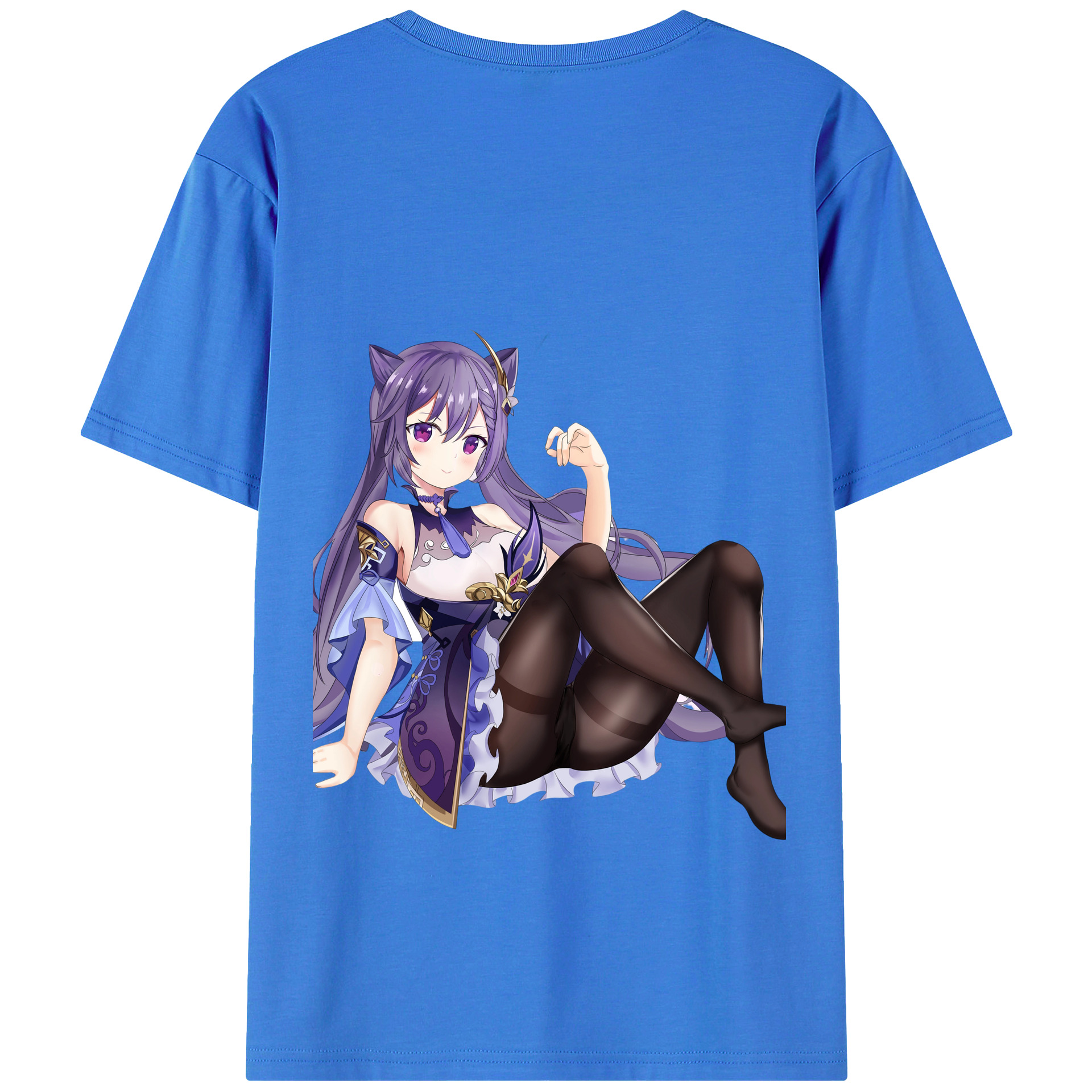 げんし神 刻晴 こくせい genshin Kokusei 綿100％ メンズ半袖Tシャツ（バックプリント） 通気性