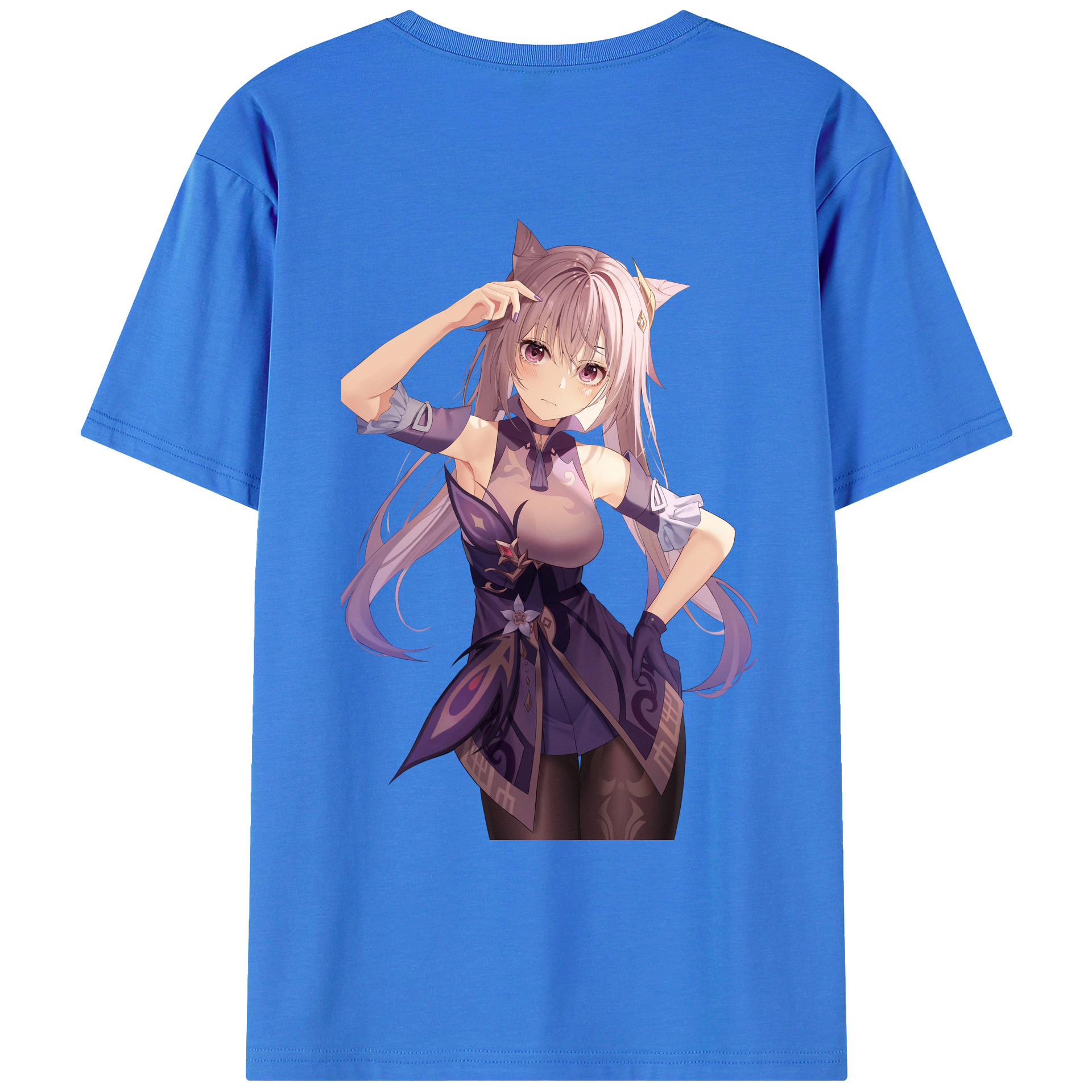 げんし神 刻晴 こくせい genshin Kokusei 綿100％ メンズ半袖Tシャツ（バックプリント） 通気性