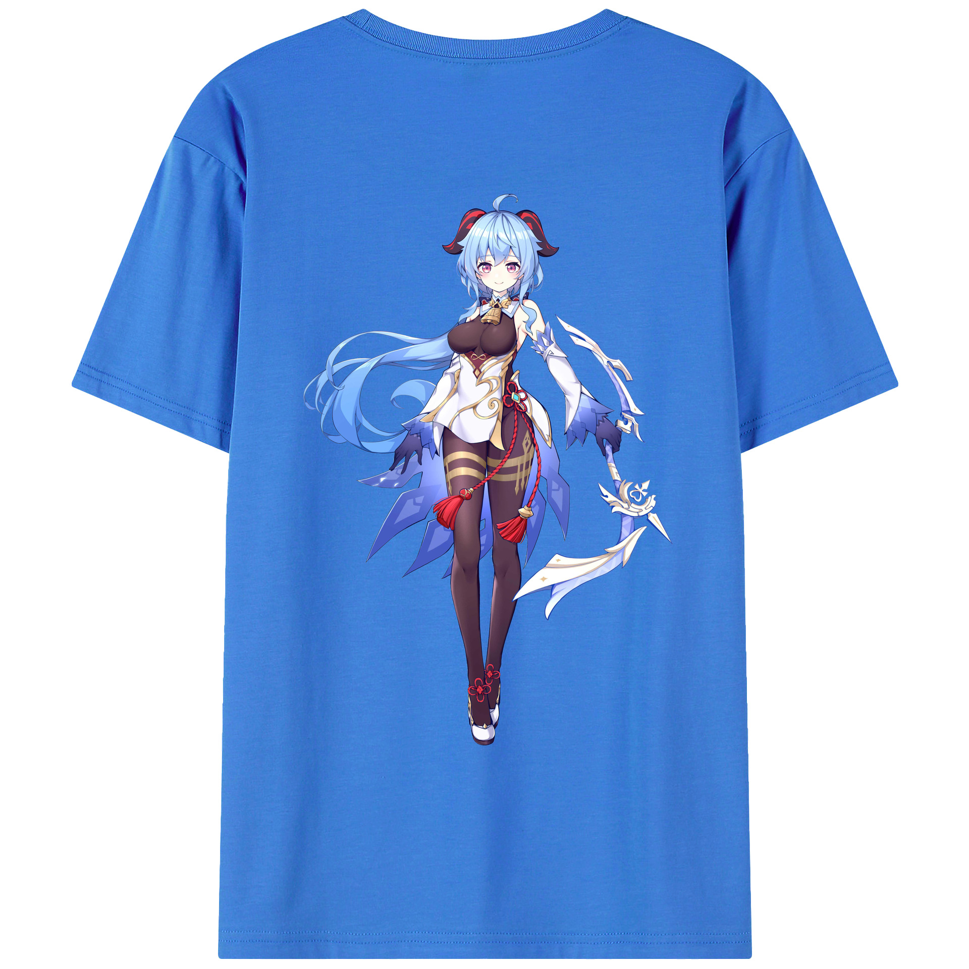 げんし神 甘雨 かんう genshin Ganyu 綿100％ メンズ半袖Tシャツ（バックプリント） 通気性