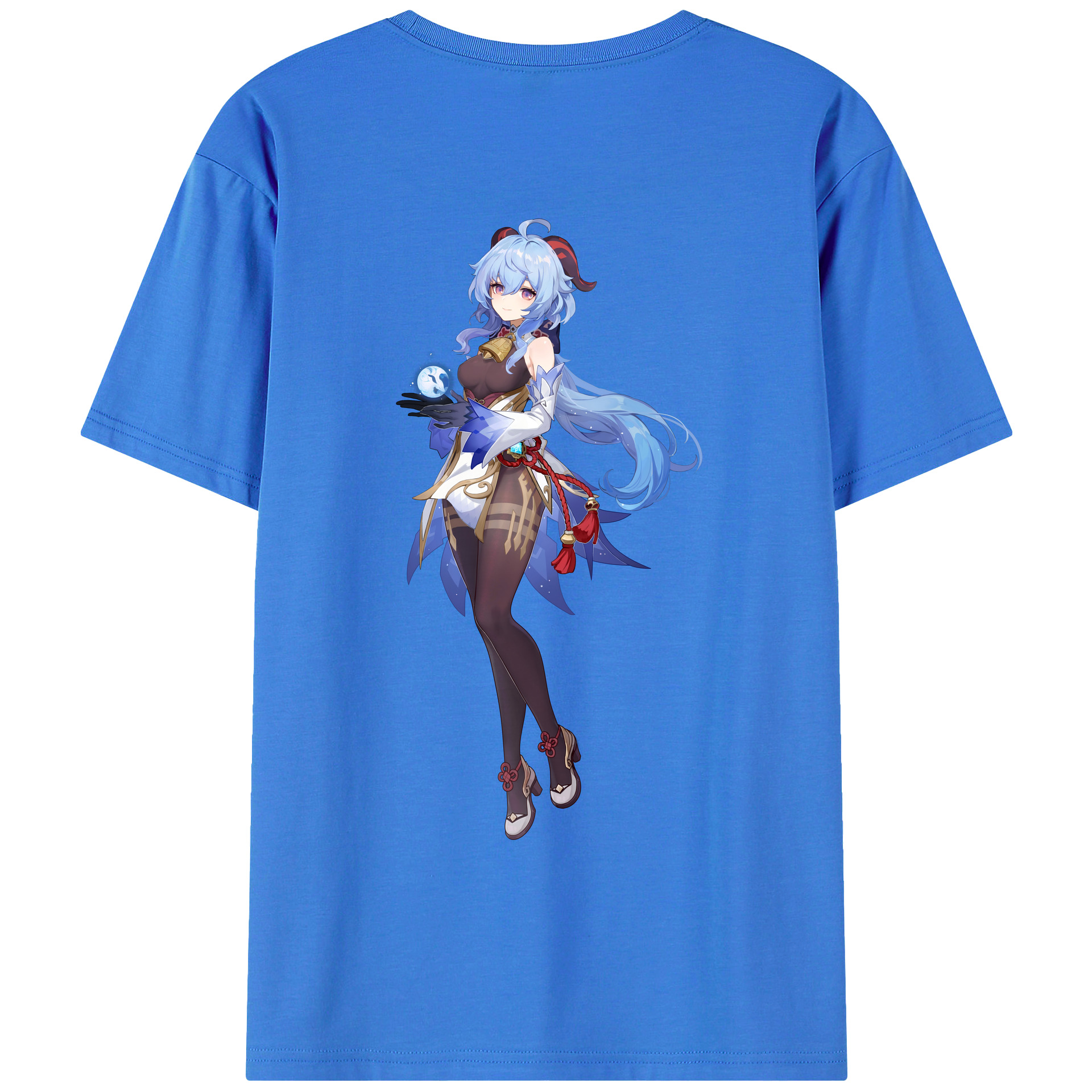 げんし神 甘雨 かんう genshin Ganyu 綿100％ メンズ半袖Tシャツ（バックプリント） 通気性