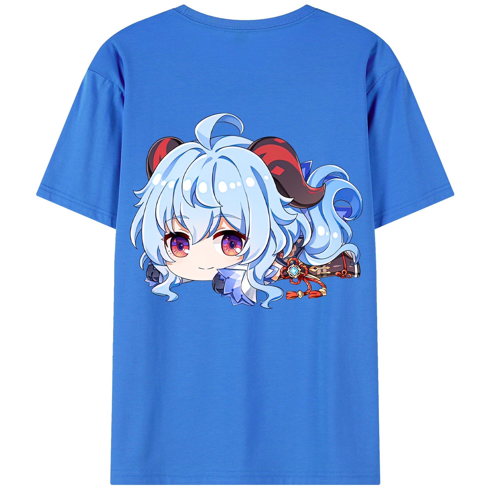 げんし神 甘雨 かんう genshin Ganyu 綿100％ メンズ半袖Tシャツ（バックプリント） 通気性