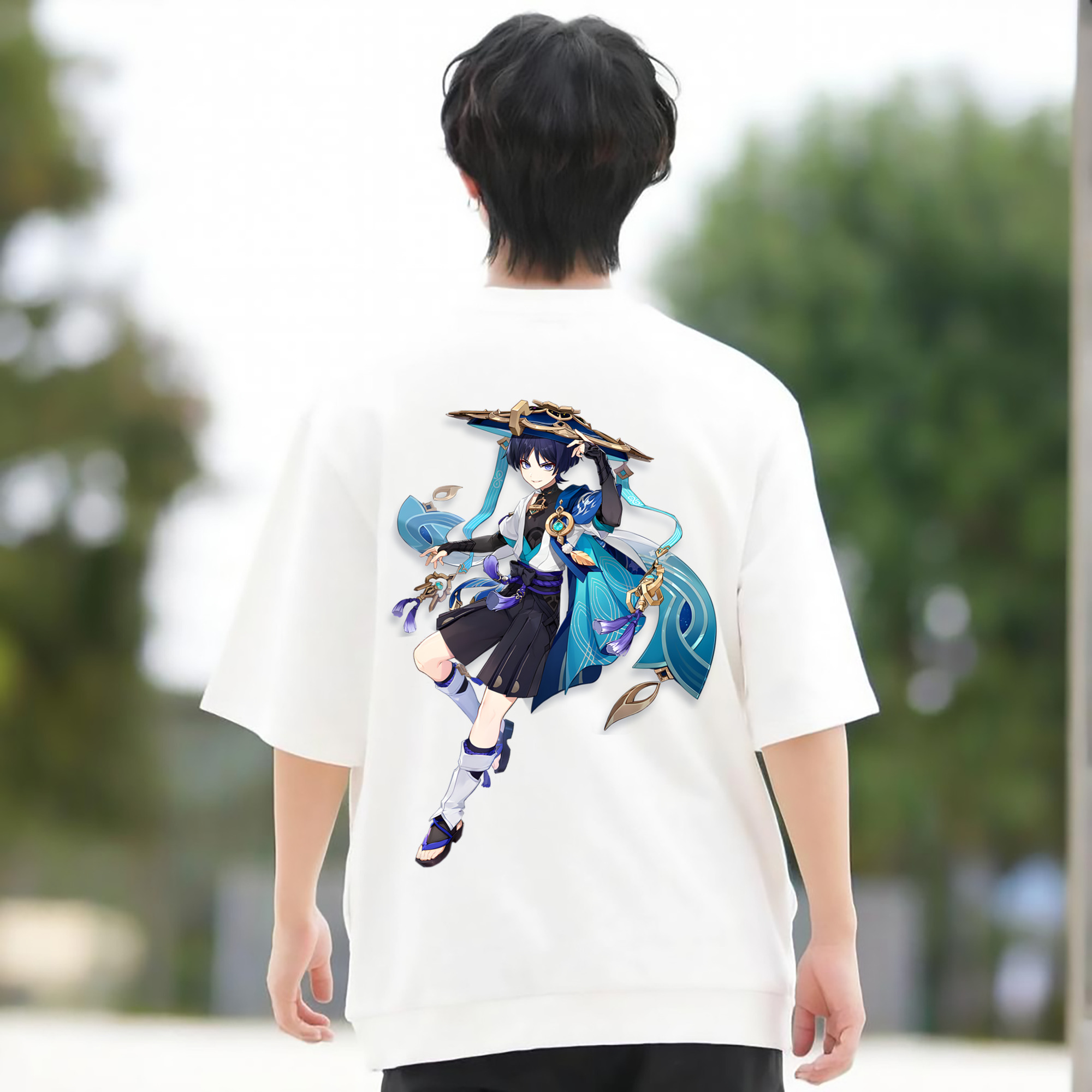 げんし神 さんペい genshin Sanpei 綿100％ メンズ半袖Tシャツ（バックプリント） 通気性