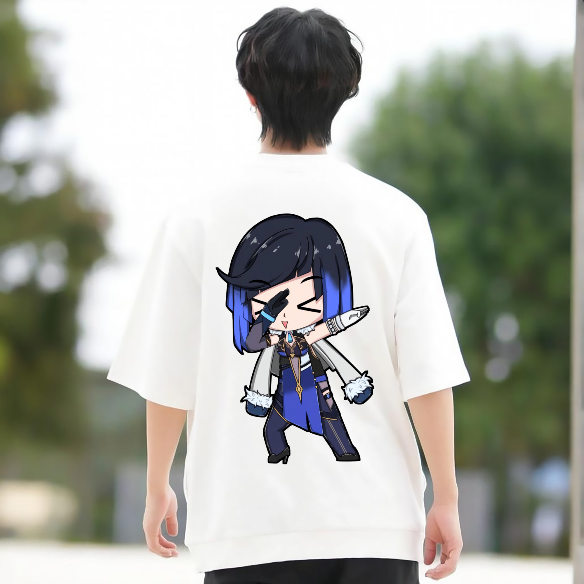 げんし神 夜兰 やらん genshin Yaran 綿100％ メンズ半袖Tシャツ（バックプリント） 通気性