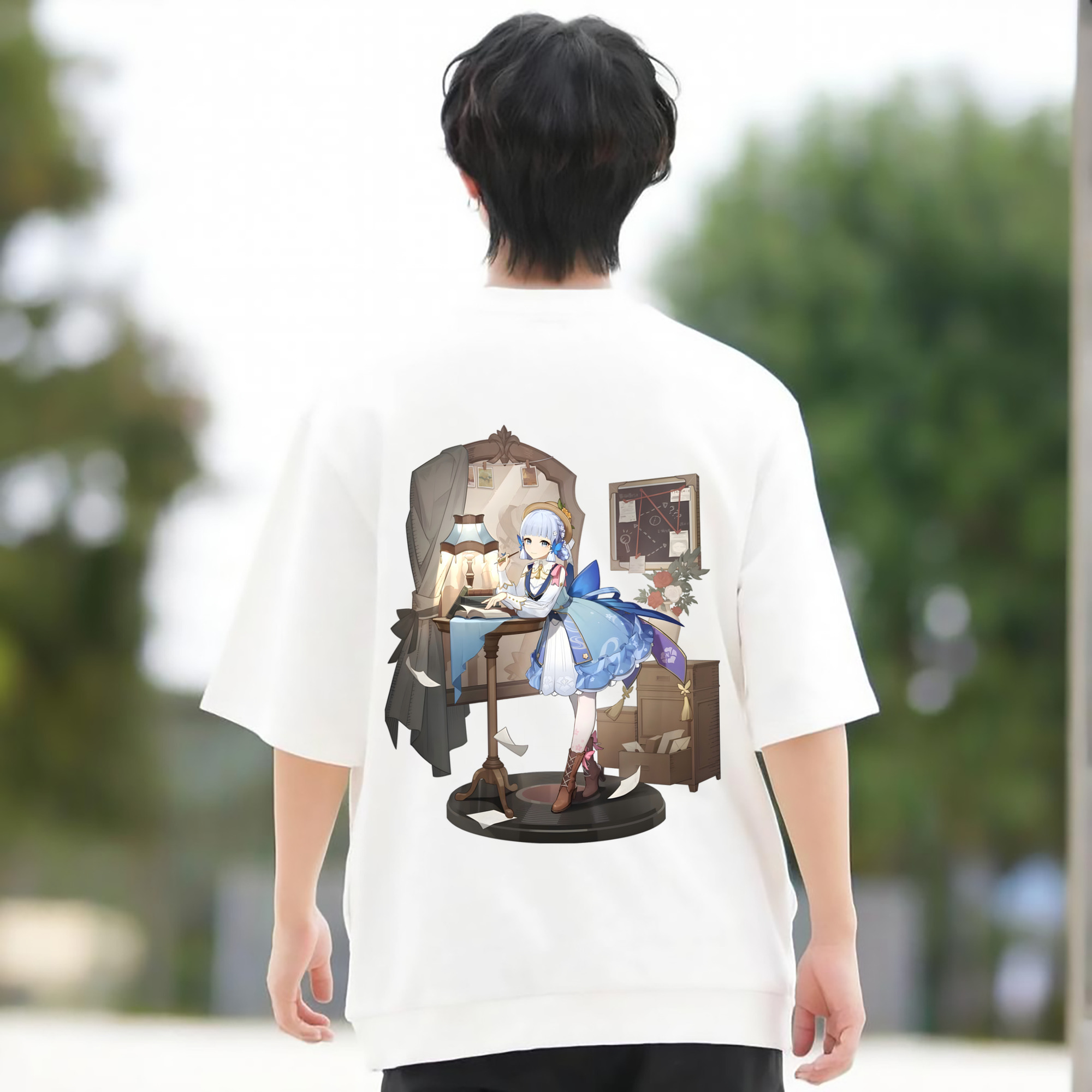 げんし神 神里綾華 神宮寺レン genshin Kamimiya Ren 綿100％ メンズ半袖Tシャツ（バックプリント） 通気性