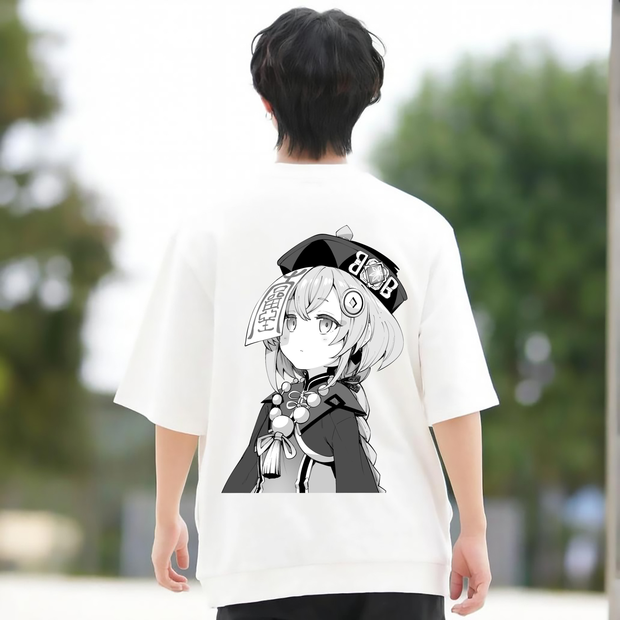 げんし神 七七 なな  genshin Nana 綿100％ メンズ半袖Tシャツ（バックプリント） 通気性