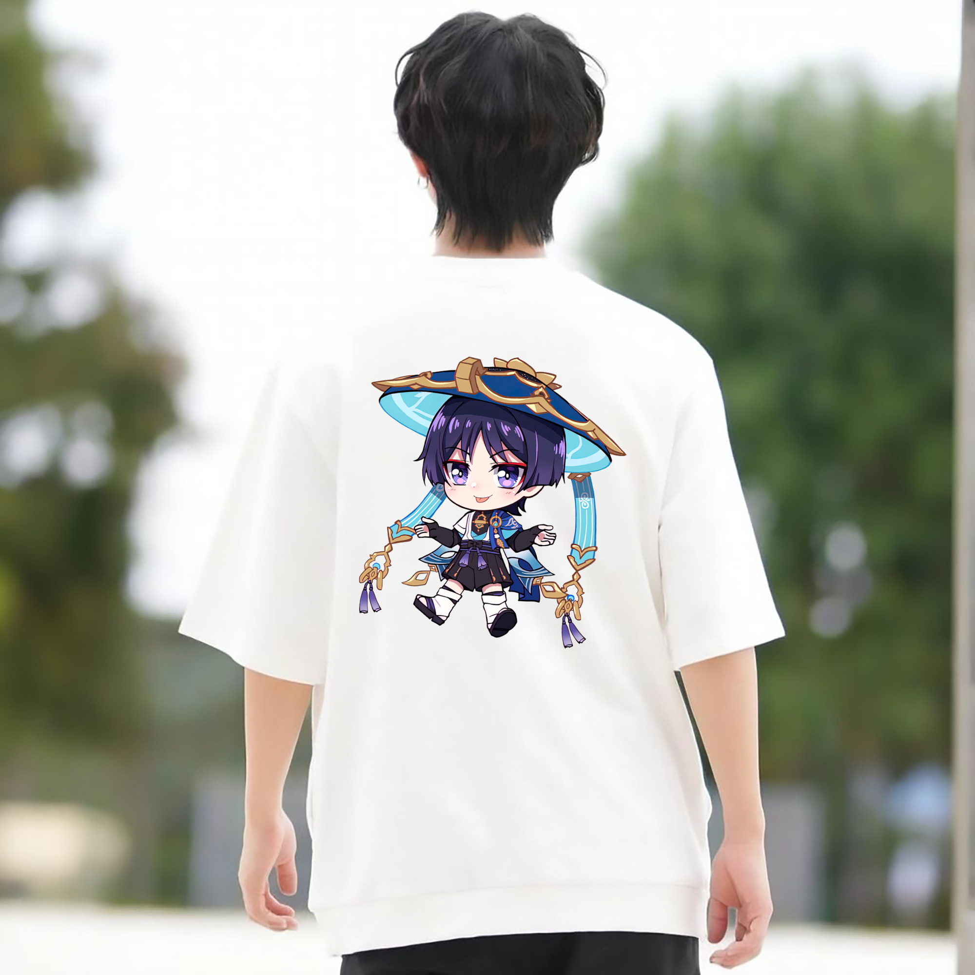 げんし神 さんペい genshin Sanpei 綿100％ メンズ半袖Tシャツ（バックプリント） 通気性