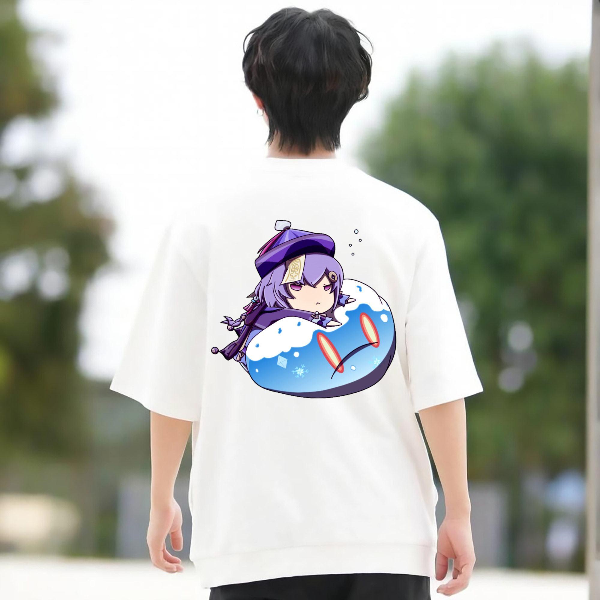 げんし神 七七 なな  genshin Nana 綿100％ メンズ半袖Tシャツ（バックプリント） 通気性