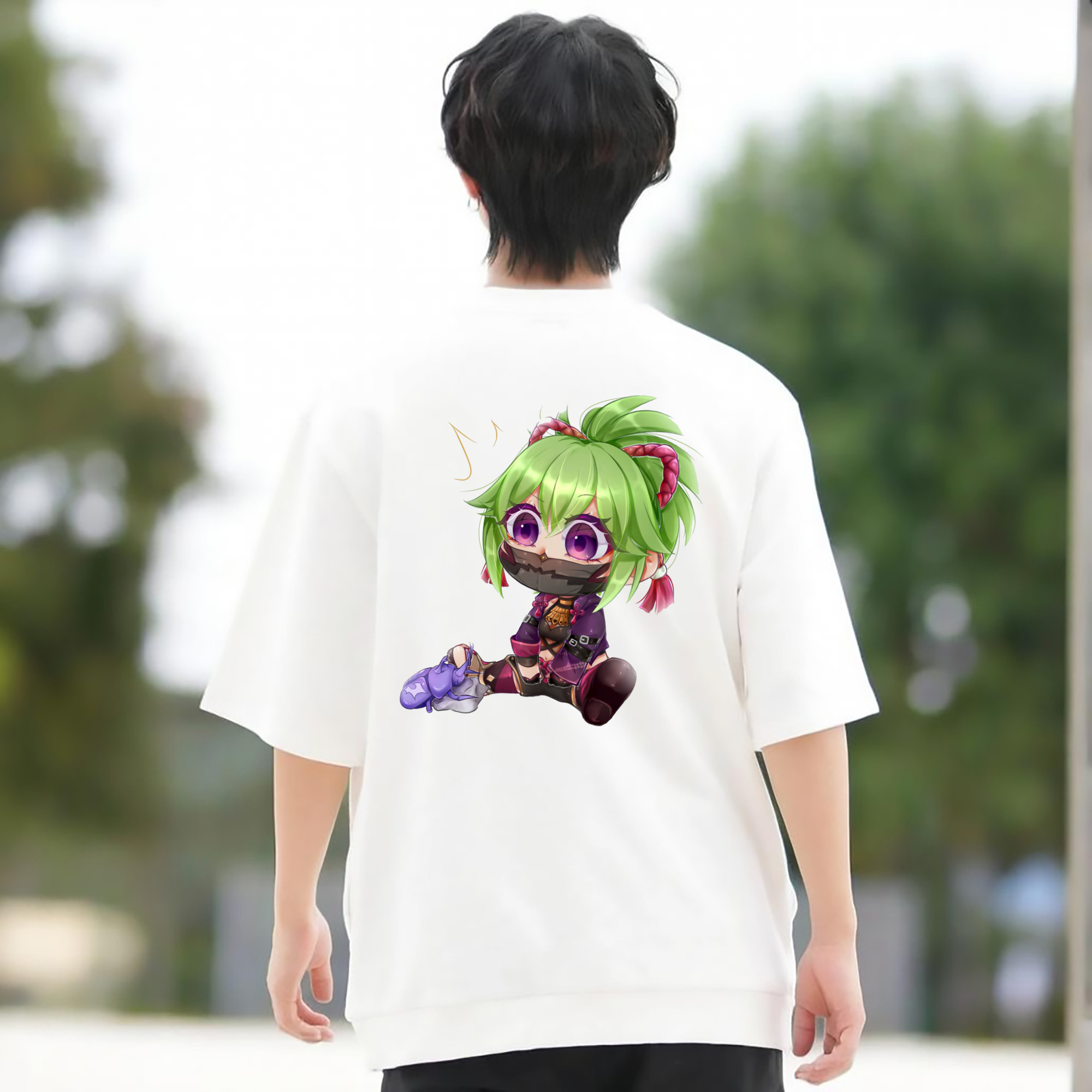 げんし神  久岐忍 くき しのぶ genshin Kuki Shinobu 綿100％ メンズ半袖Tシャツ（バックプリント） 通気性
