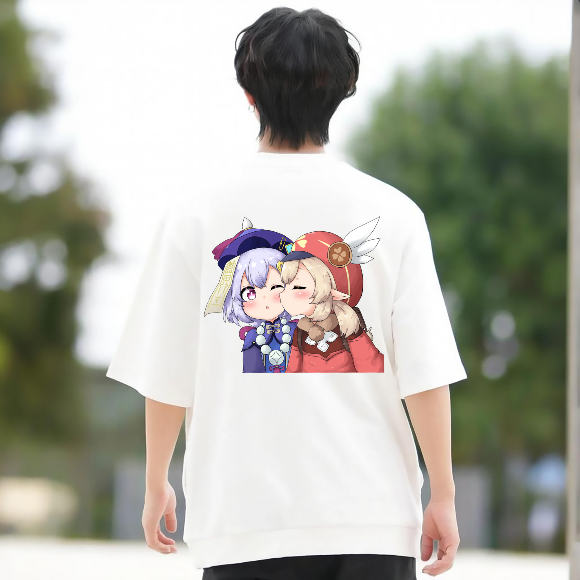 げんし神 七七 なな  genshin Nana 綿100％ メンズ半袖Tシャツ（バックプリント） 通気性