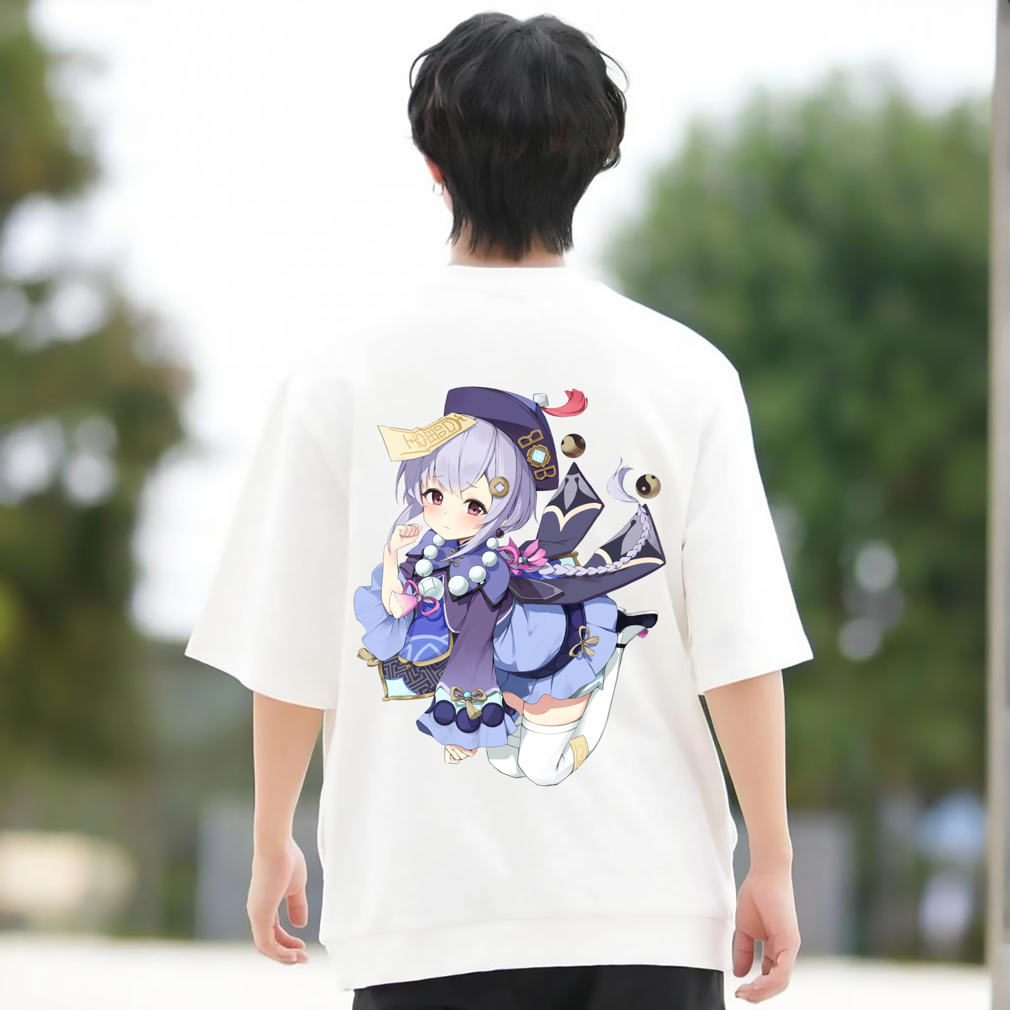 げんし神 七七 なな  genshin Nana 綿100％ メンズ半袖Tシャツ（バックプリント） 通気性