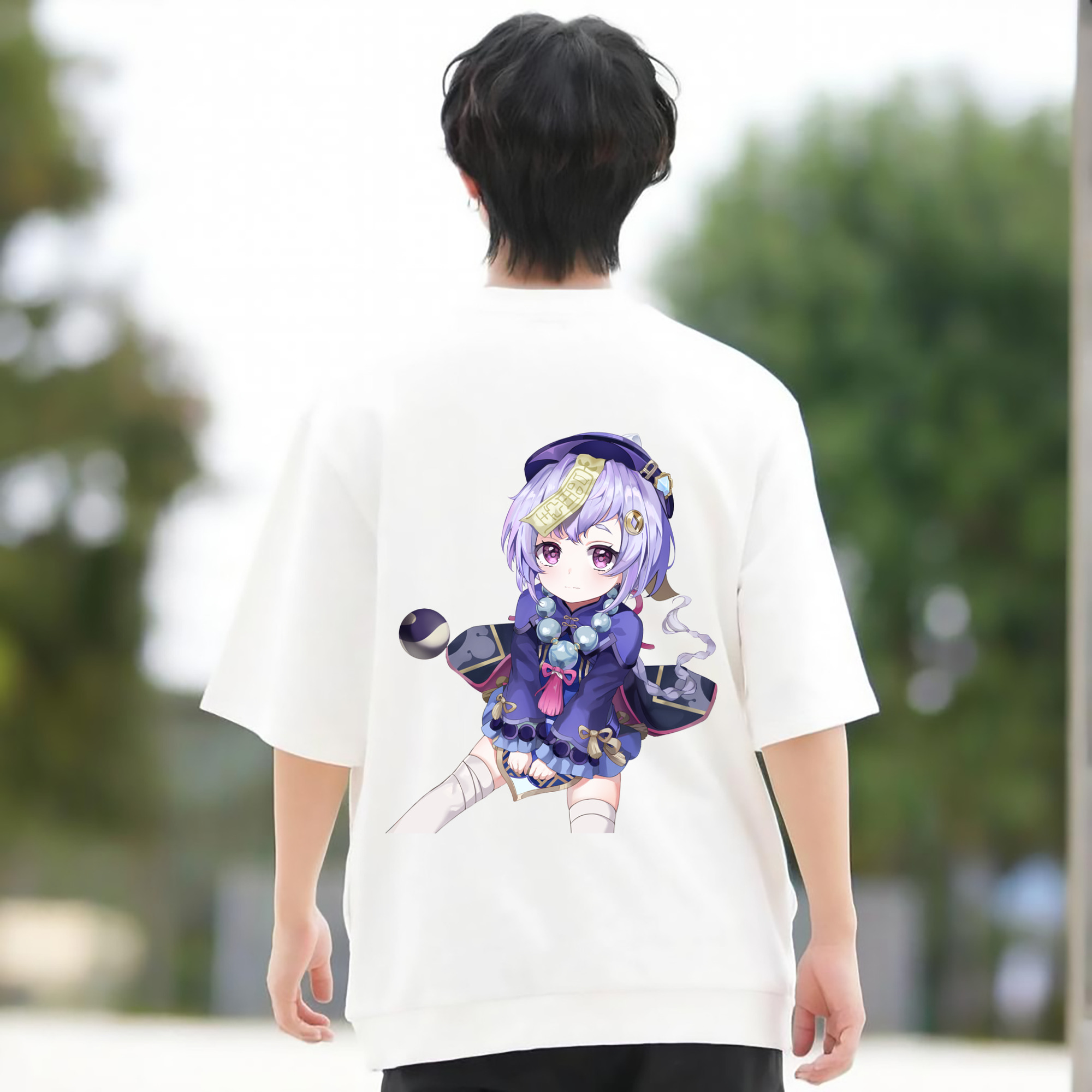 げんし神 七七 なな  genshin Nana 綿100％ メンズ半袖Tシャツ（バックプリント） 通気性