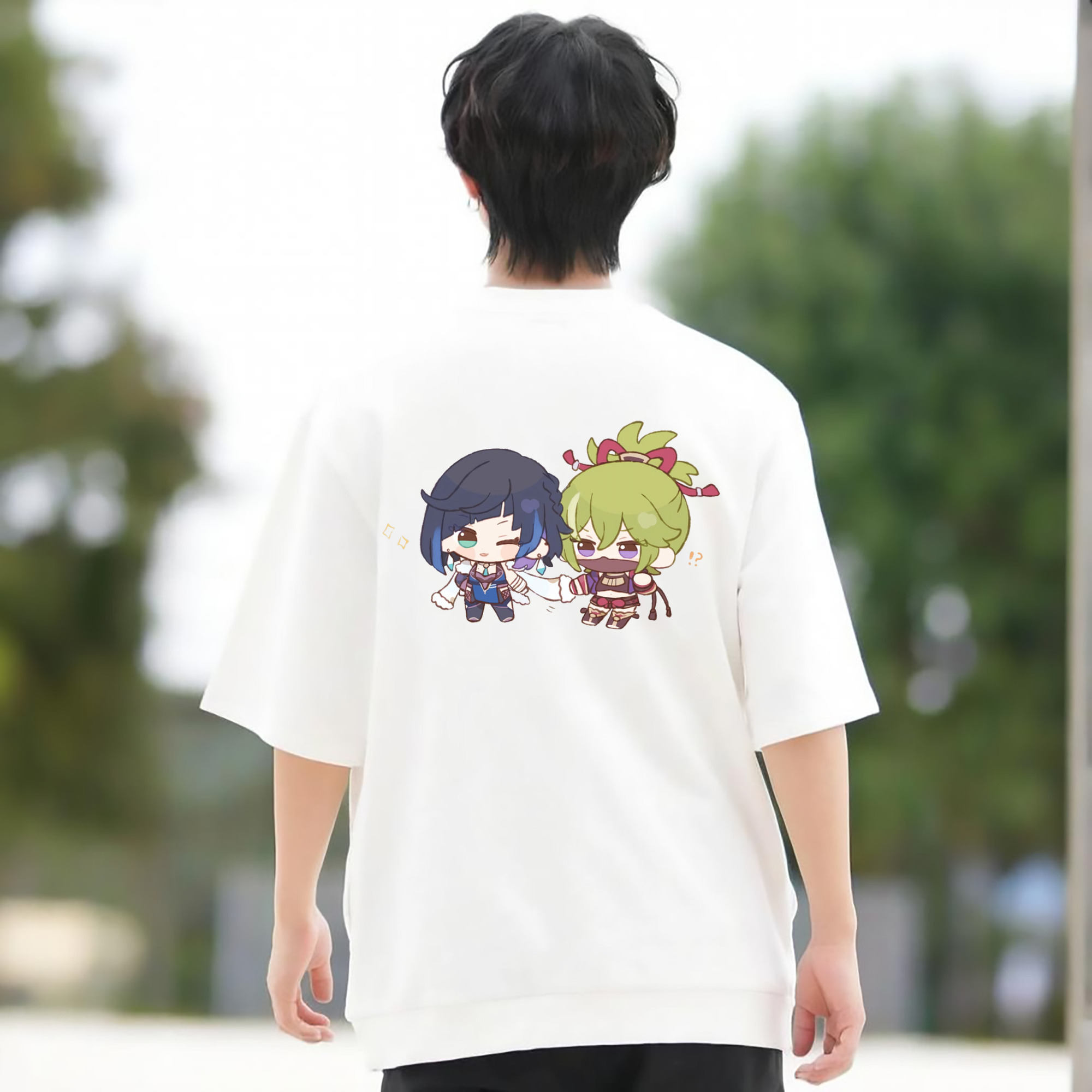 げんし神  久岐忍 くき しのぶ genshin Kuki Shinobu 綿100％ メンズ半袖Tシャツ（バックプリント） 通気性