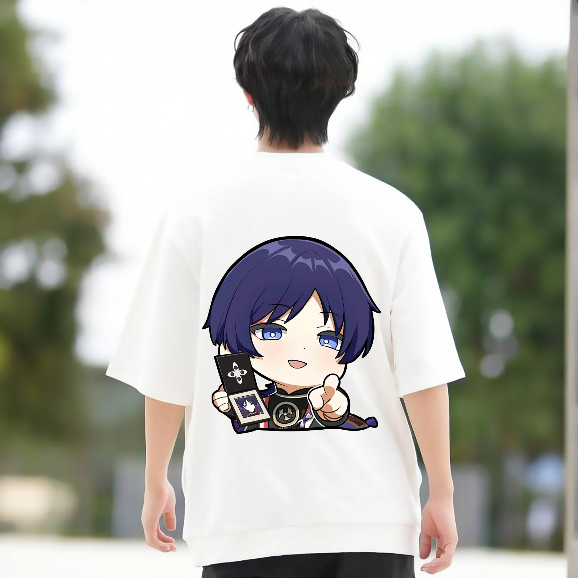 げんし神 さんペい genshin Sanpei 綿100％ メンズ半袖Tシャツ（バックプリント） 通気性