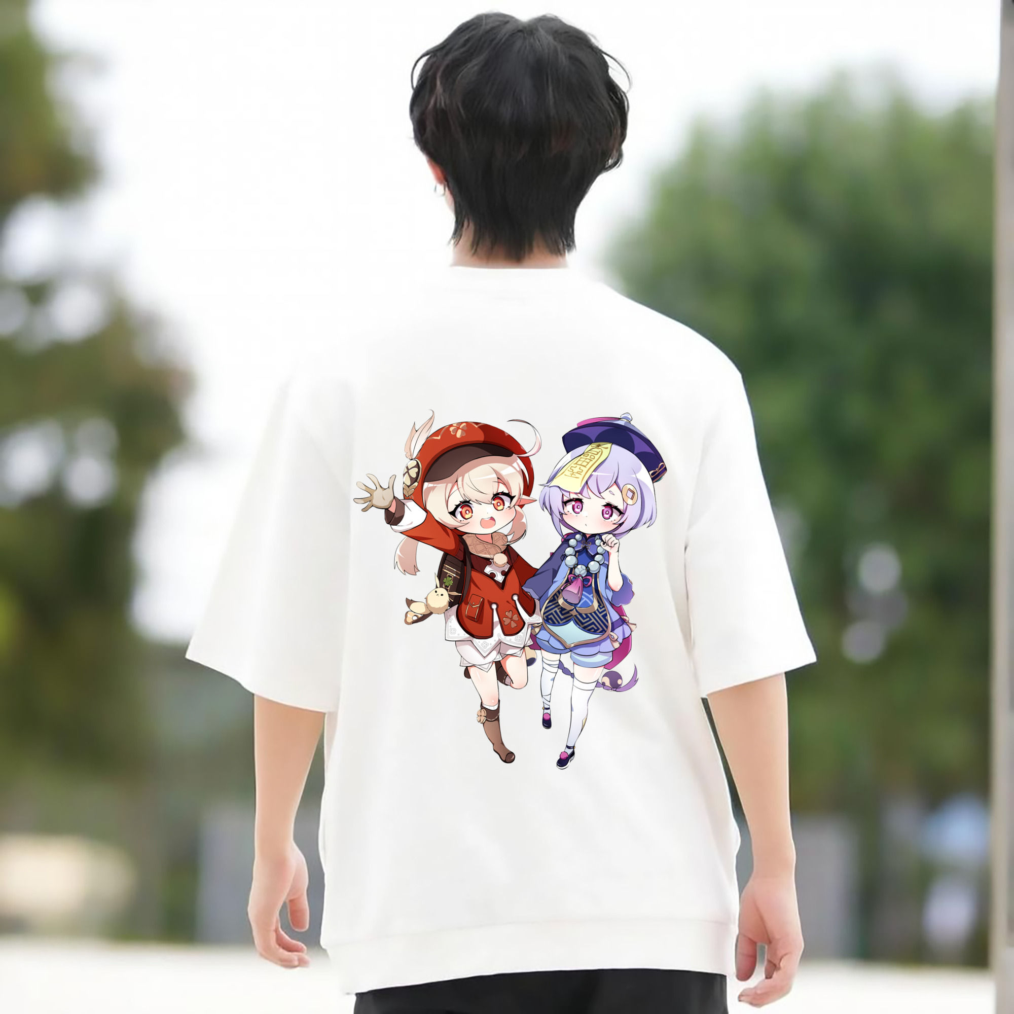 げんし神 七七 なな  genshin Nana 綿100％ メンズ半袖Tシャツ（バックプリント） 通気性