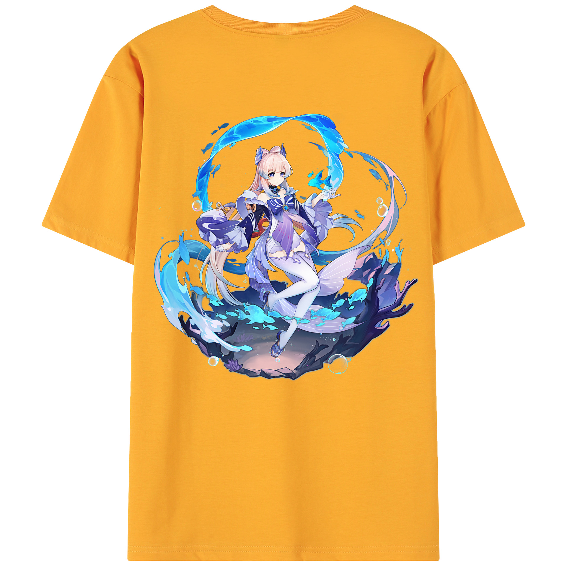 げんし神 珊瑚宮心海 サンゴノミヤ・ココミ genshin Sangonomiya Kokomi 綿100％ メンズ半袖Tシャツ（バックプリント） 通気性