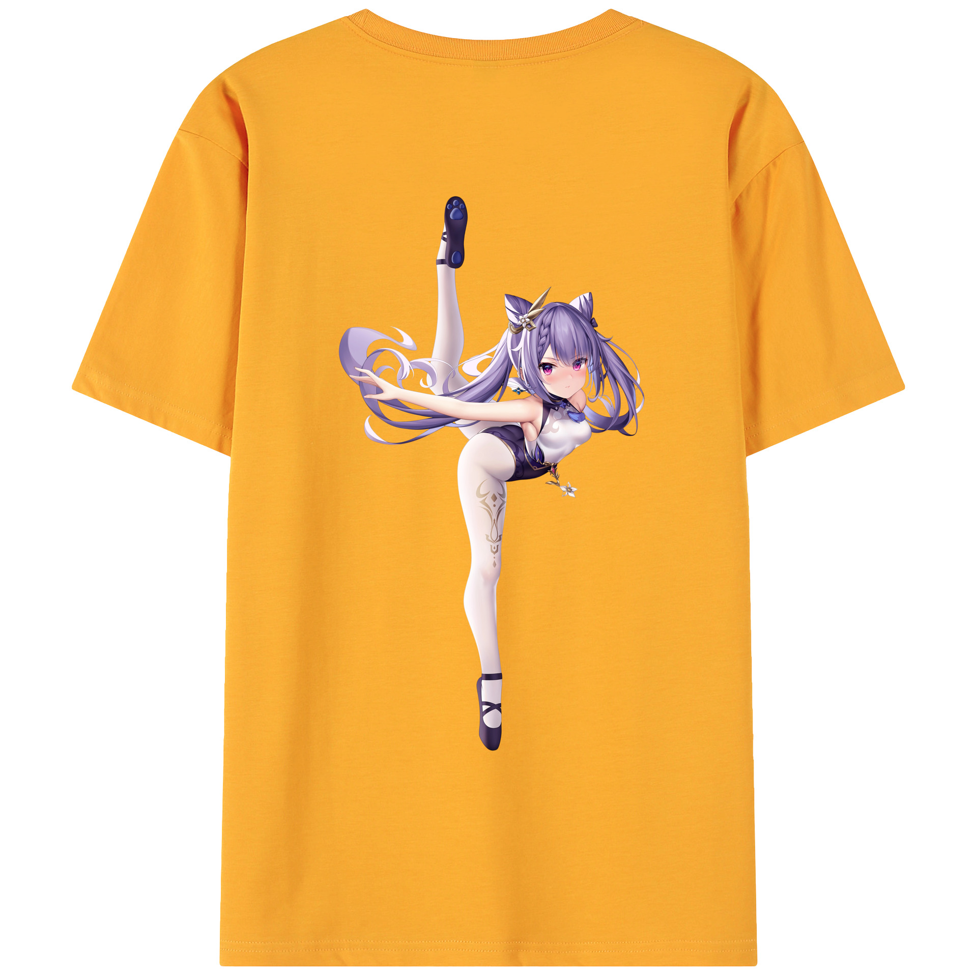 げんし神 刻晴 こくせい genshin Kokusei 綿100％ メンズ半袖Tシャツ（バックプリント） 通気性