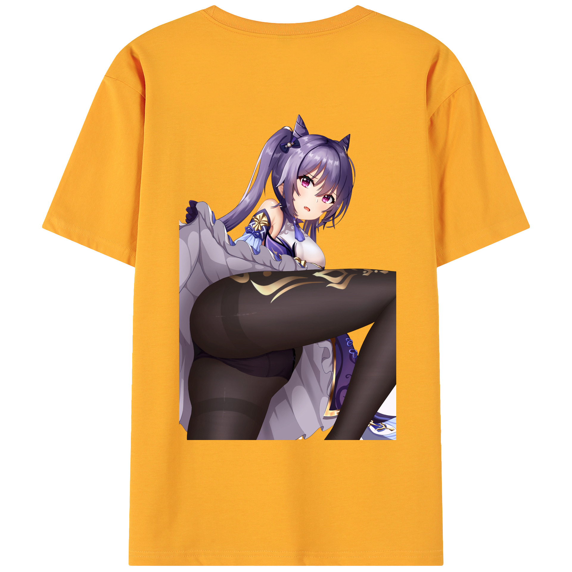 げんし神 刻晴 こくせい genshin Kokusei 綿100％ メンズ半袖Tシャツ（バックプリント） 通気性