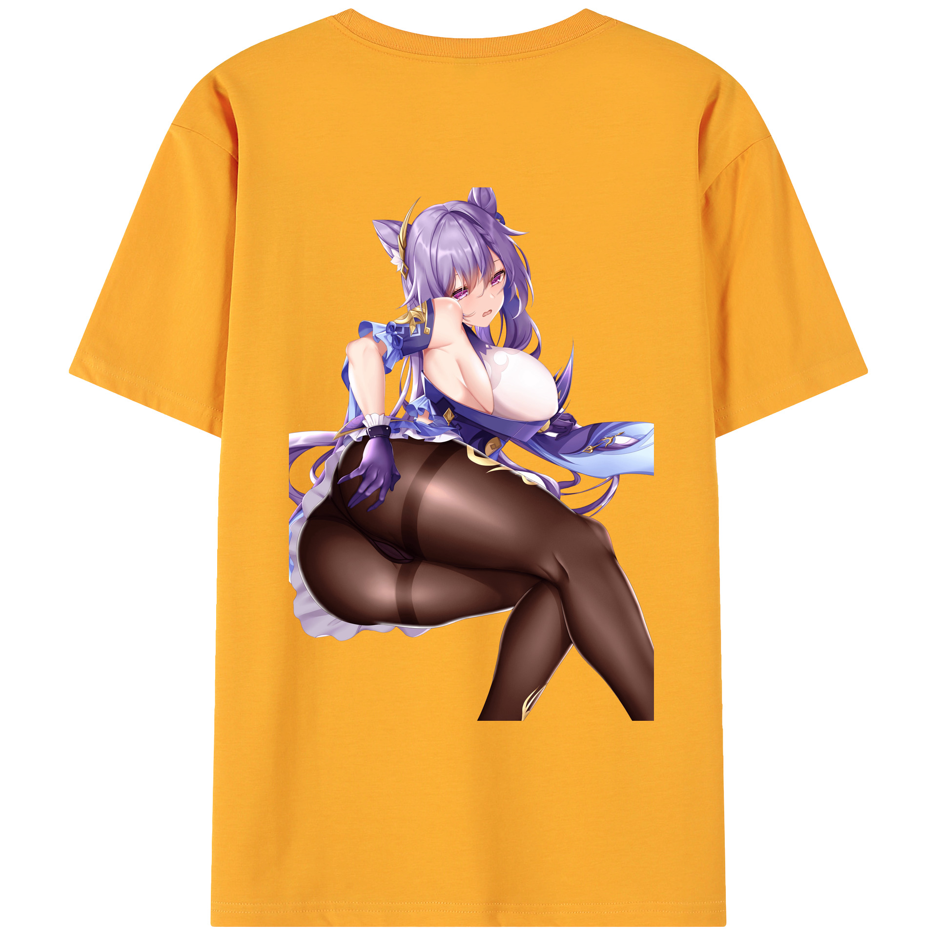 げんし神 刻晴 こくせい genshin Kokusei 綿100％ メンズ半袖Tシャツ（バックプリント） 通気性