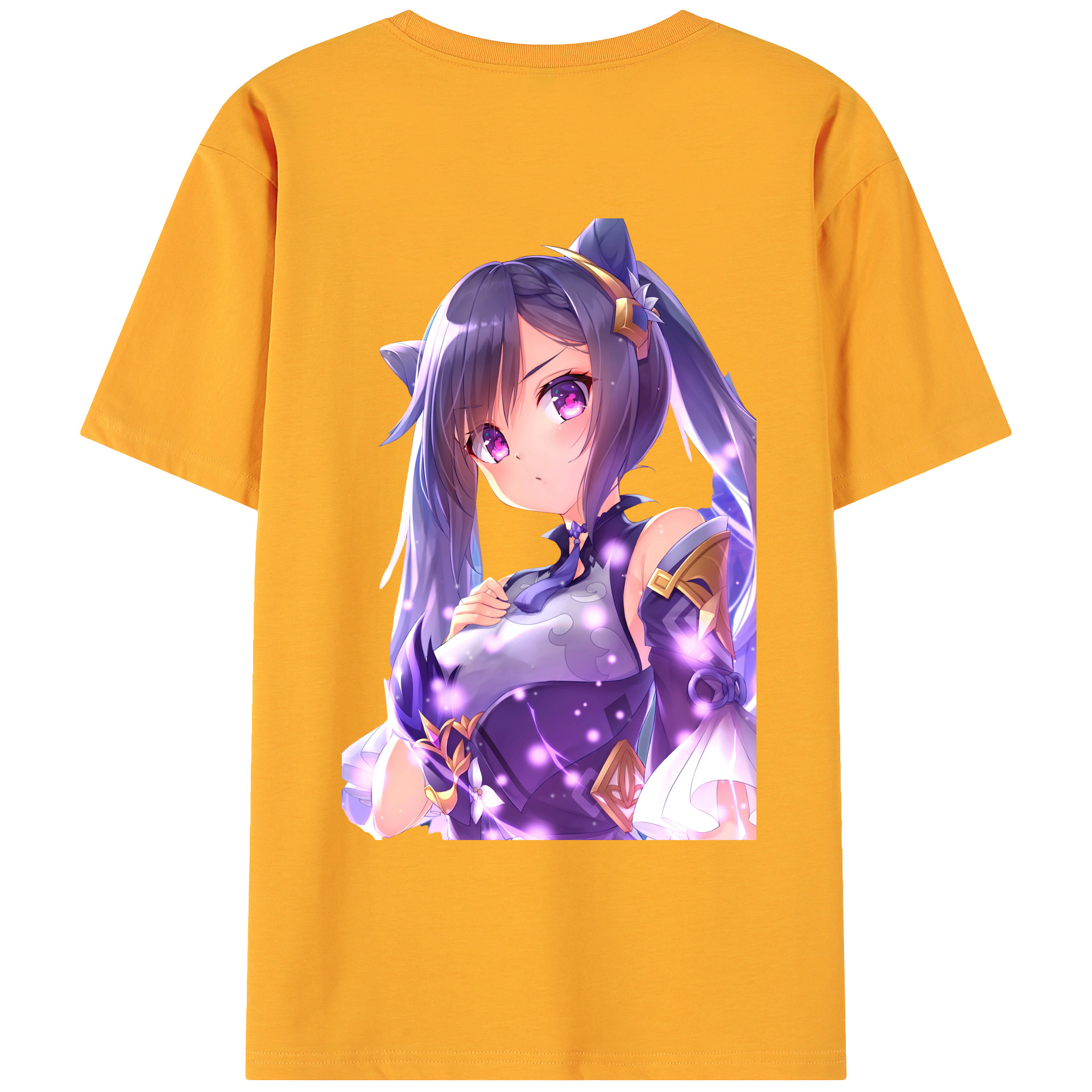 げんし神 刻晴 こくせい genshin Kokusei 綿100％ メンズ半袖Tシャツ（バックプリント） 通気性