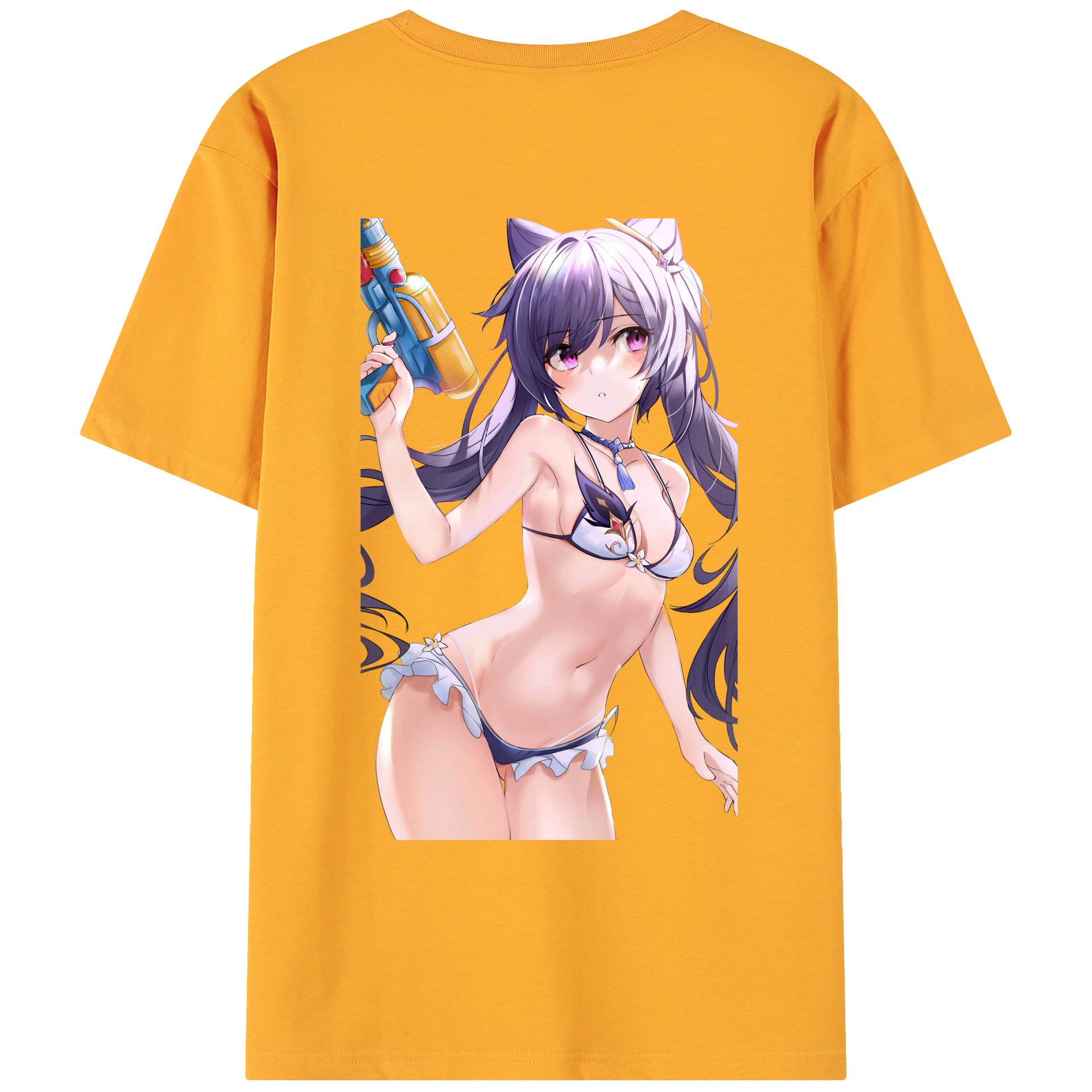 げんし神 刻晴 こくせい genshin Kokusei 綿100％ メンズ半袖Tシャツ（バックプリント） 通気性