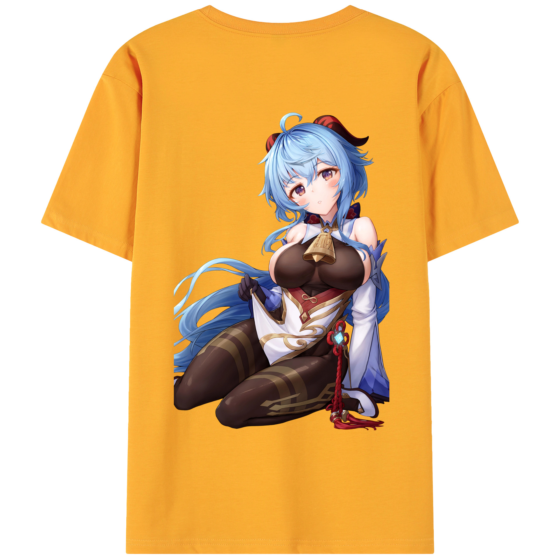 げんし神 甘雨 かんう genshin Ganyu 綿100％ メンズ半袖Tシャツ（バックプリント） 通気性