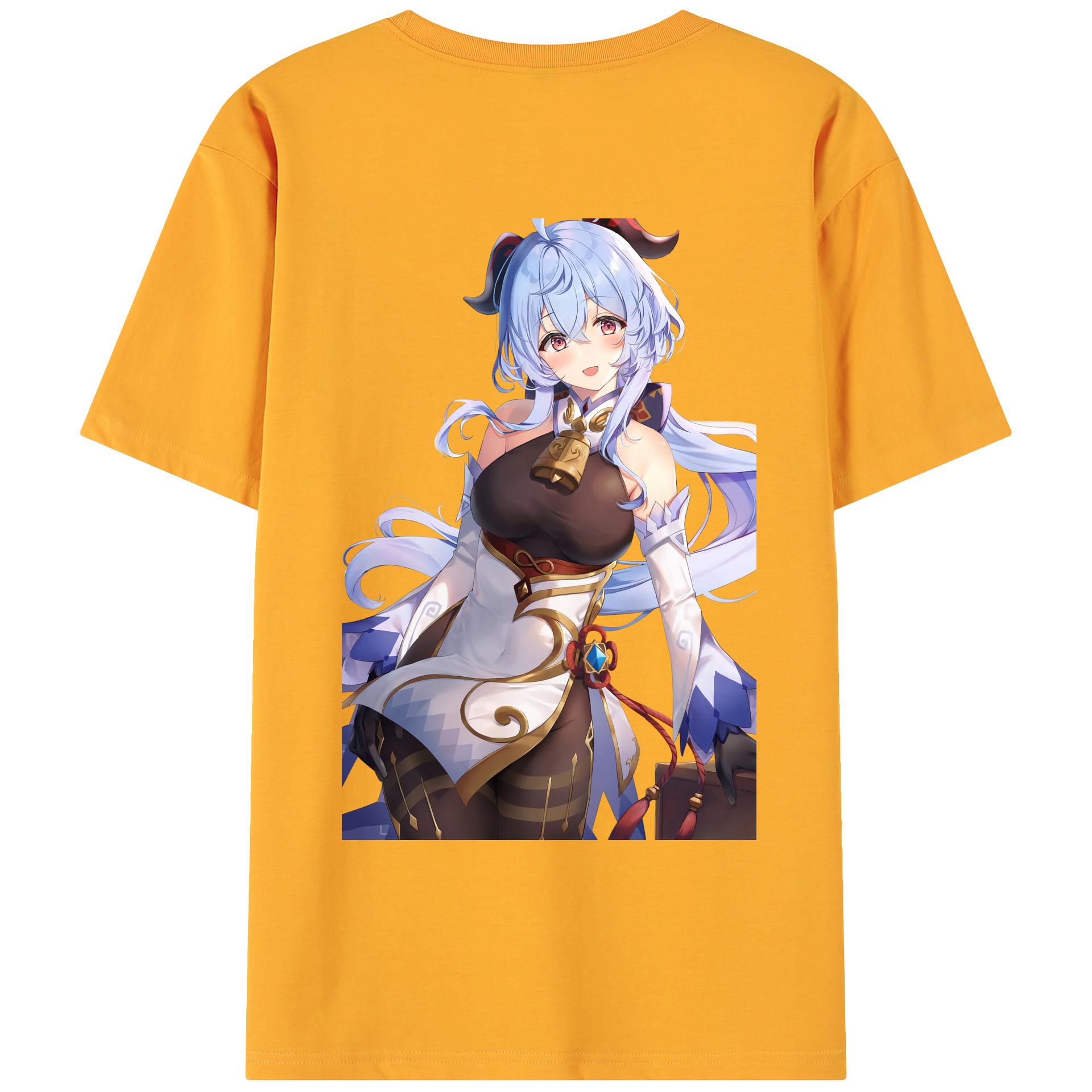 げんし神 甘雨 かんう genshin Ganyu 綿100％ メンズ半袖Tシャツ（バックプリント） 通気性