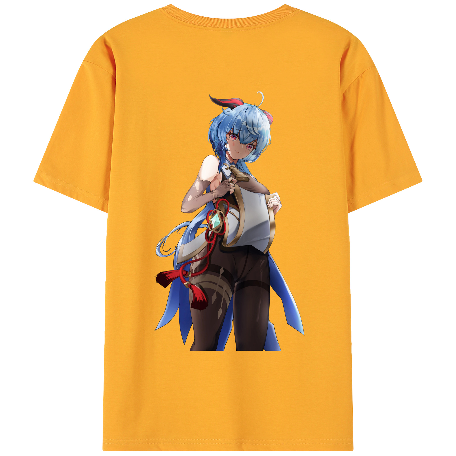 げんし神 甘雨 かんう genshin Ganyu 綿100％ メンズ半袖Tシャツ（バックプリント） 通気性