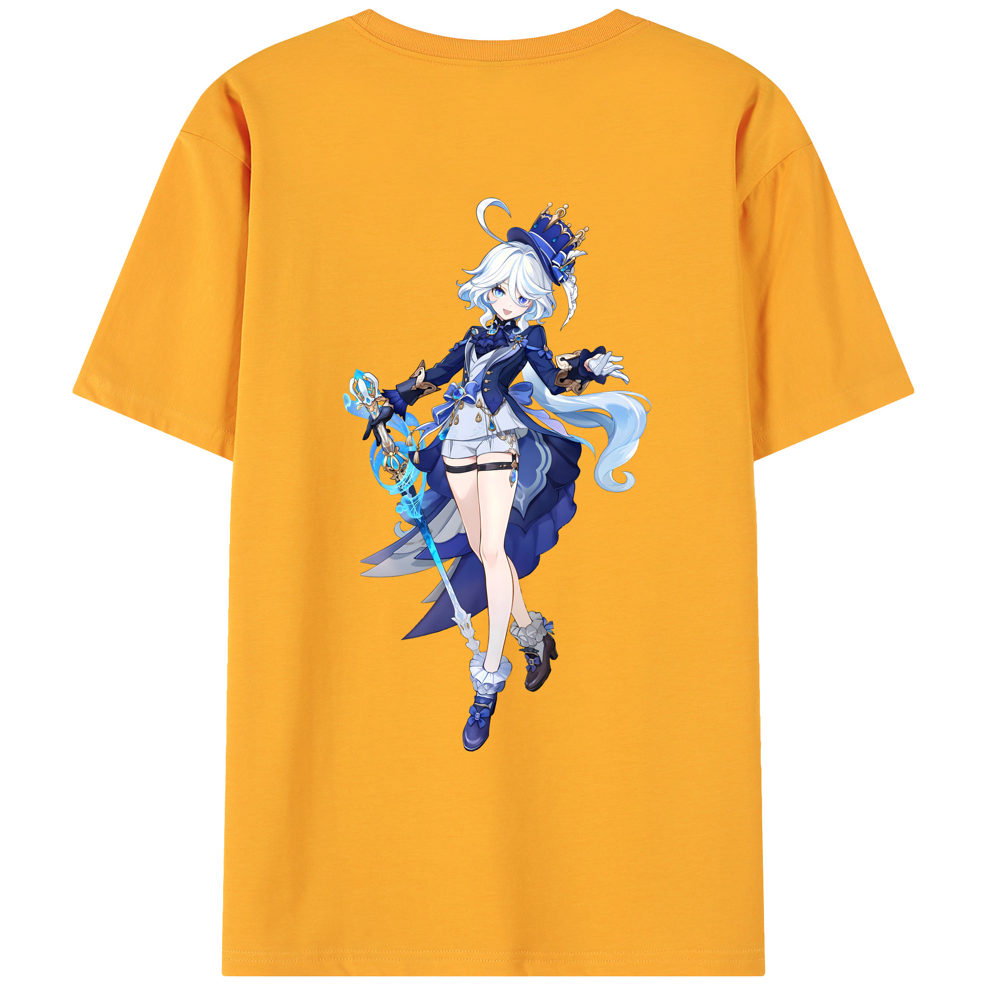 げんし神 フリーナ genshin Furina 綿100％ メンズ半袖Tシャツ（バックプリント） 通気性