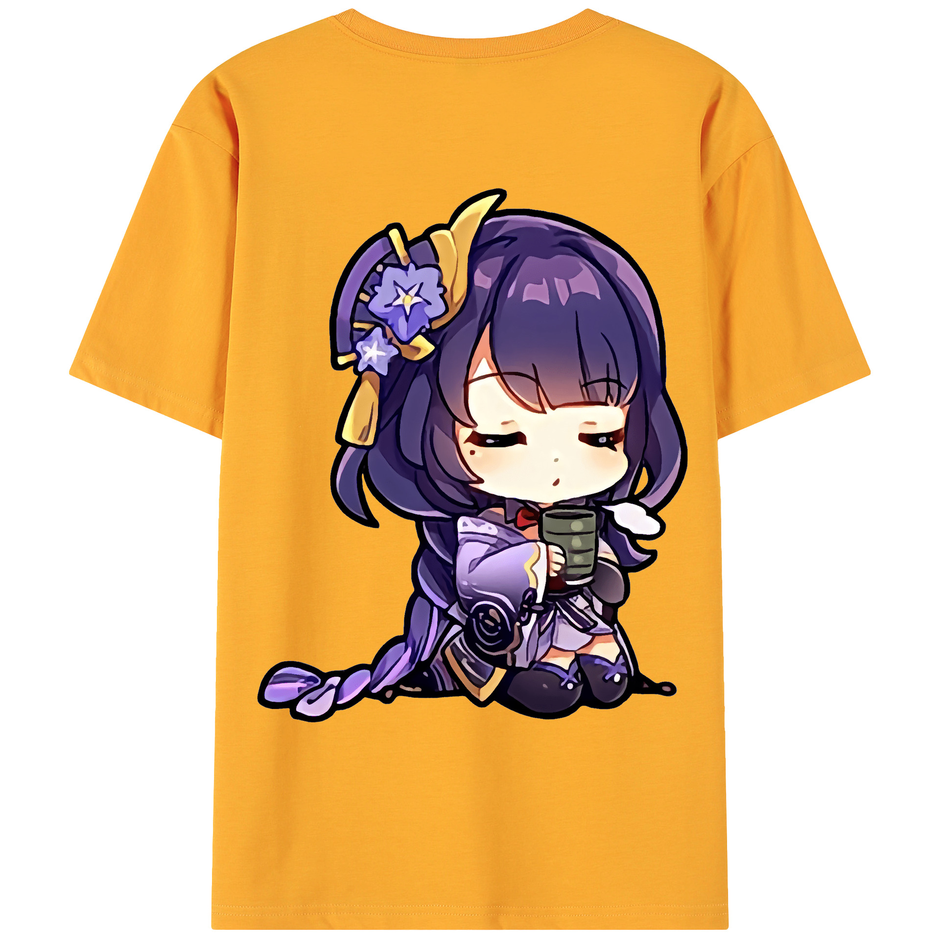 げんし神 雷電将軍 らいでんしょうぐん genshin Raiden Shogun 綿100％ メンズ半袖Tシャツ（バックプリント） 通気性