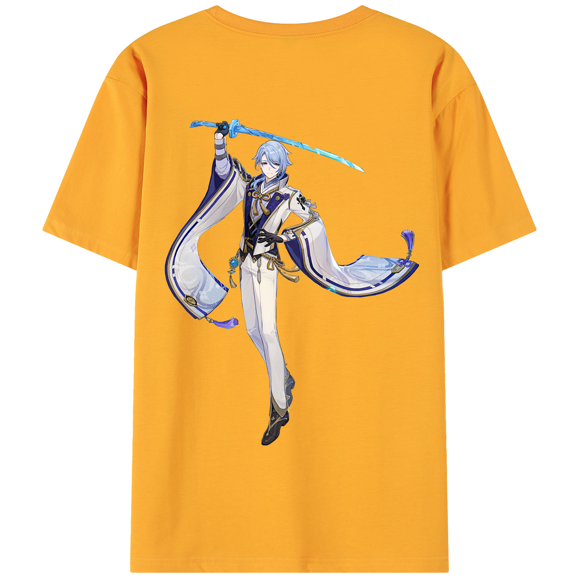 げんし神 神里綾人 かみさとあやと genshin Kamisato Ayato 綿100％ メンズ半袖Tシャツ（バックプリント） 通気性