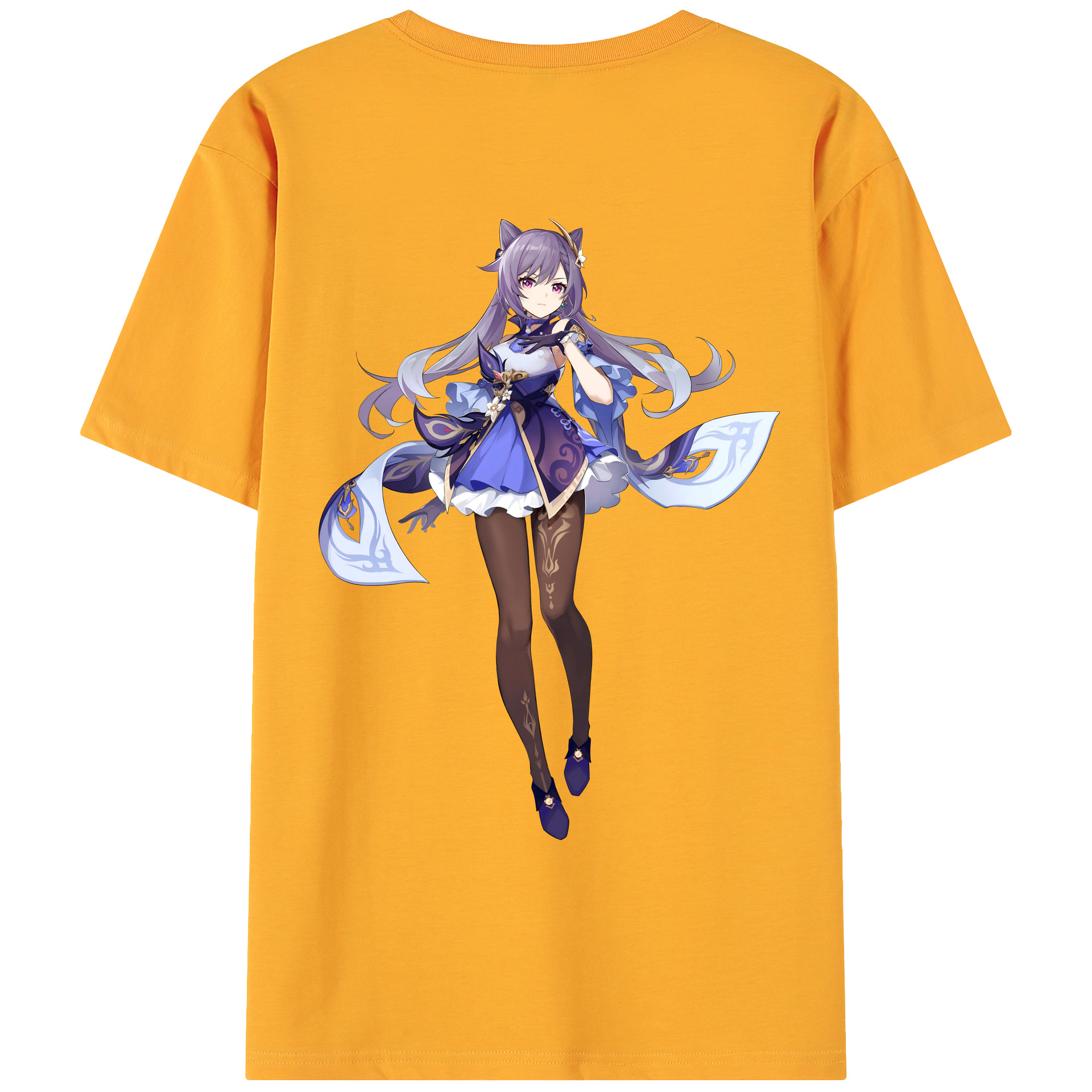 げんし神 刻晴 こくせい genshin Kokusei 綿100％ メンズ半袖Tシャツ（バックプリント） 通気性