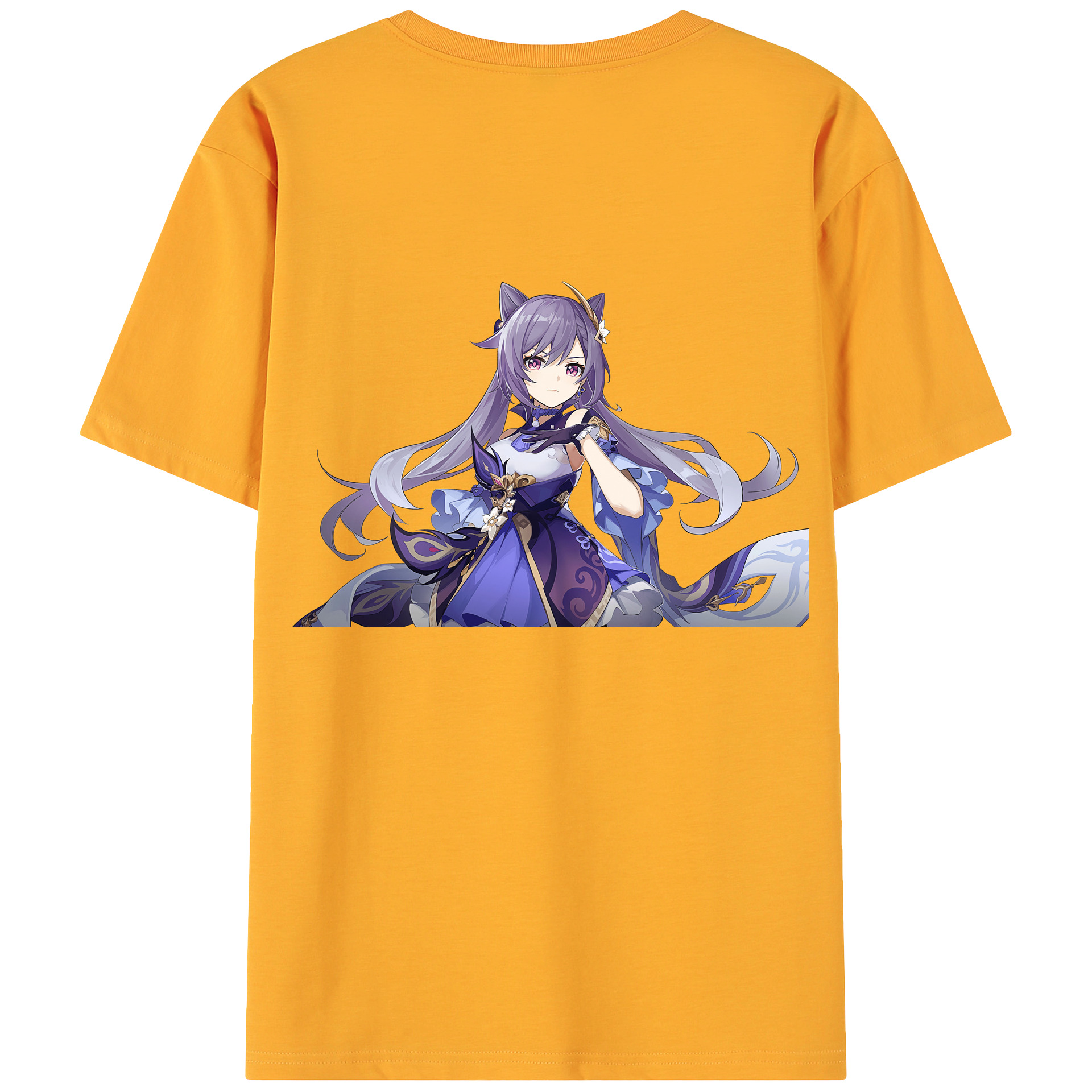 げんし神 刻晴 こくせい genshin Kokusei 綿100％ メンズ半袖Tシャツ（バックプリント） 通気性