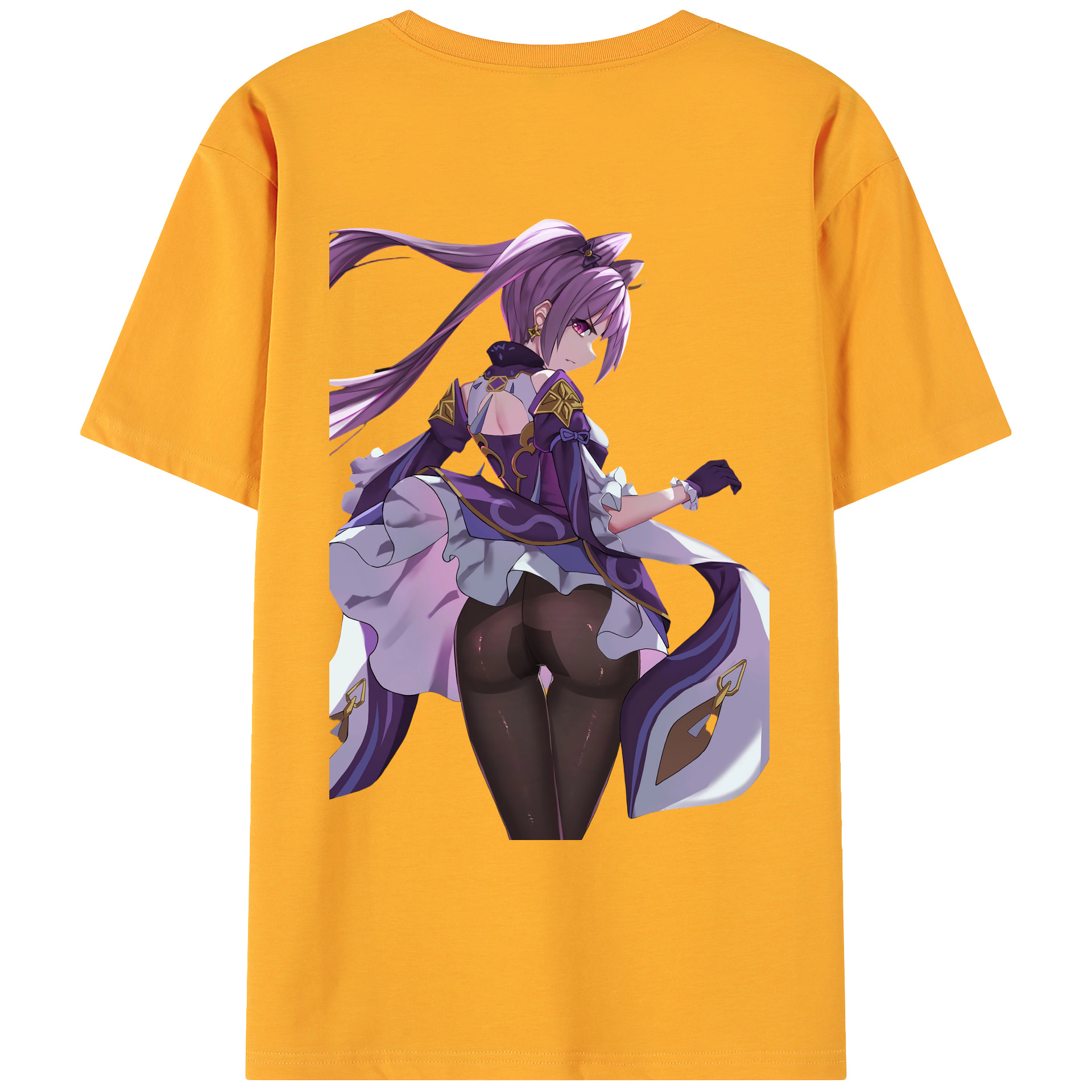 げんし神 刻晴 こくせい genshin Kokusei 綿100％ メンズ半袖Tシャツ（バックプリント） 通気性