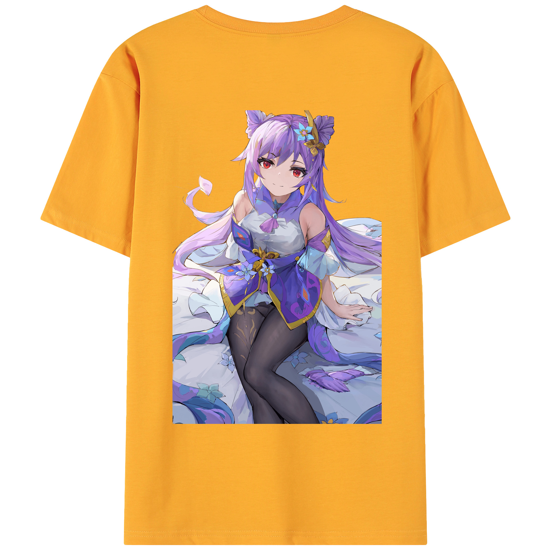 げんし神 刻晴 こくせい genshin Kokusei 綿100％ メンズ半袖Tシャツ（バックプリント） 通気性