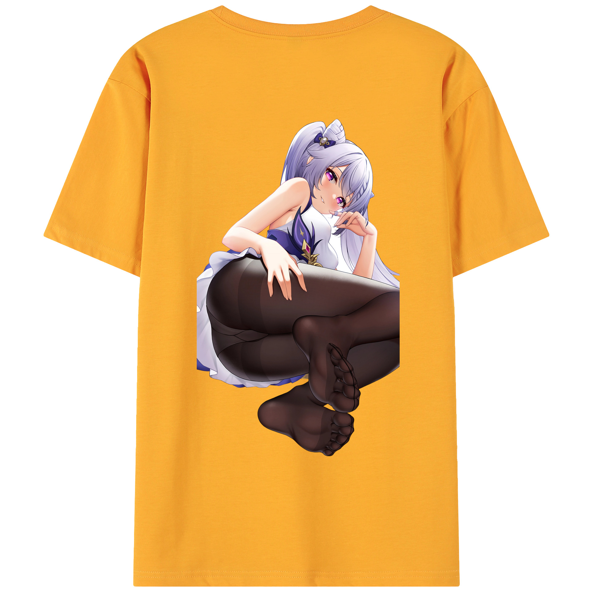 げんし神 刻晴 こくせい genshin Kokusei 綿100％ メンズ半袖Tシャツ（バックプリント） 通気性
