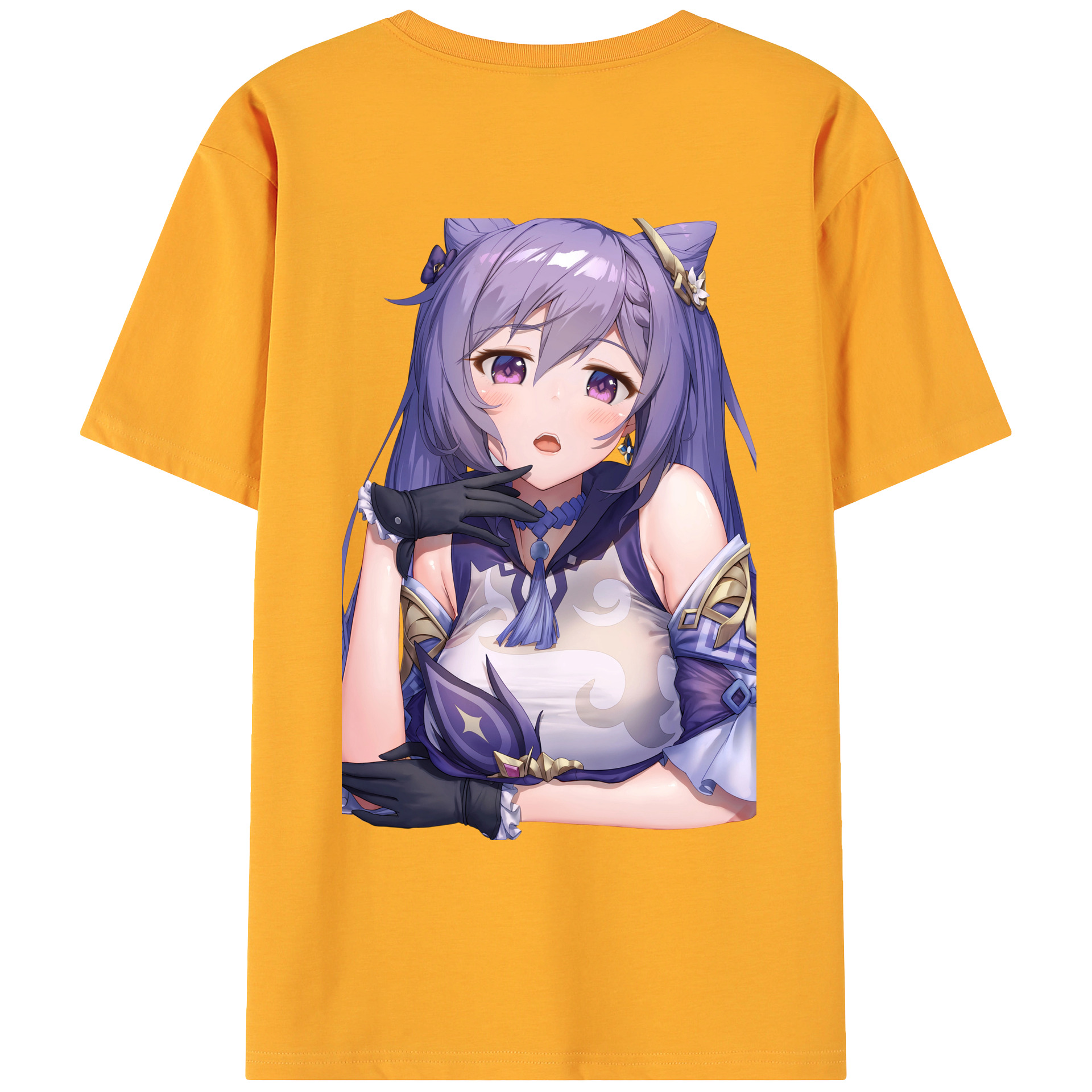げんし神 刻晴 こくせい genshin Kokusei 綿100％ メンズ半袖Tシャツ（バックプリント） 通気性