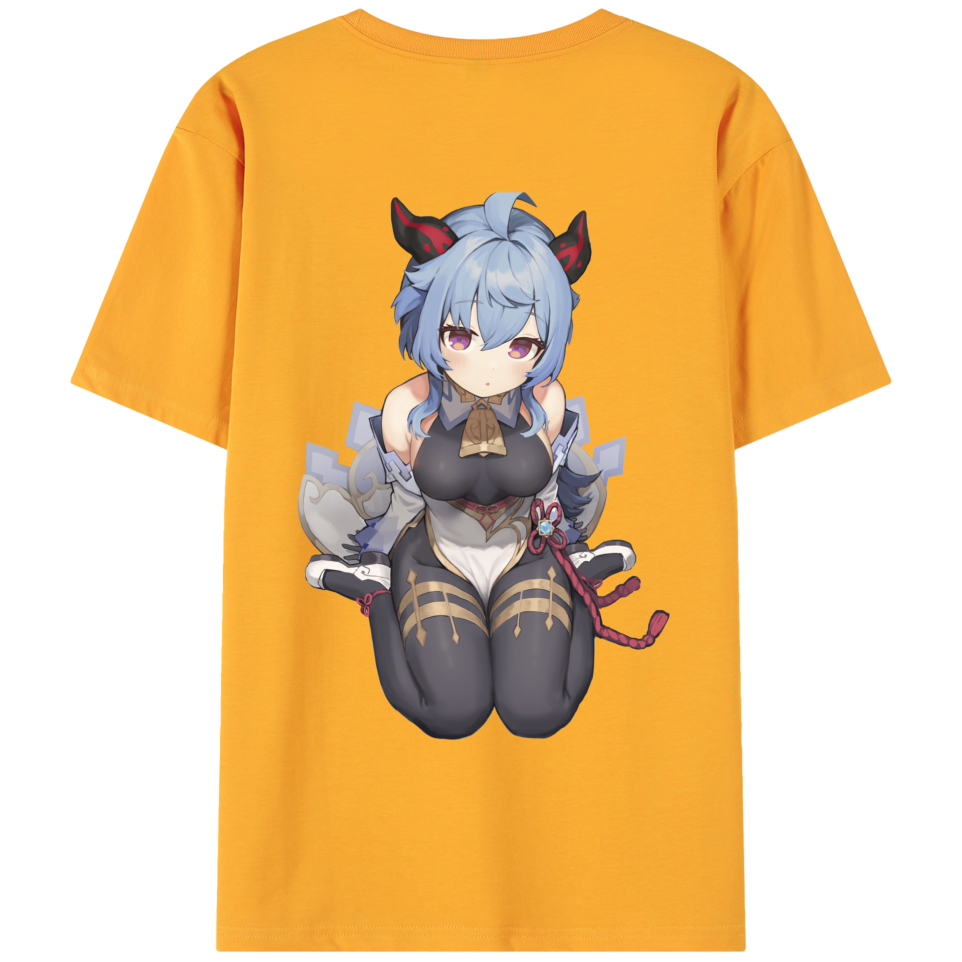 げんし神 甘雨 かんう genshin Ganyu 綿100％ メンズ半袖Tシャツ（バックプリント） 通気性
