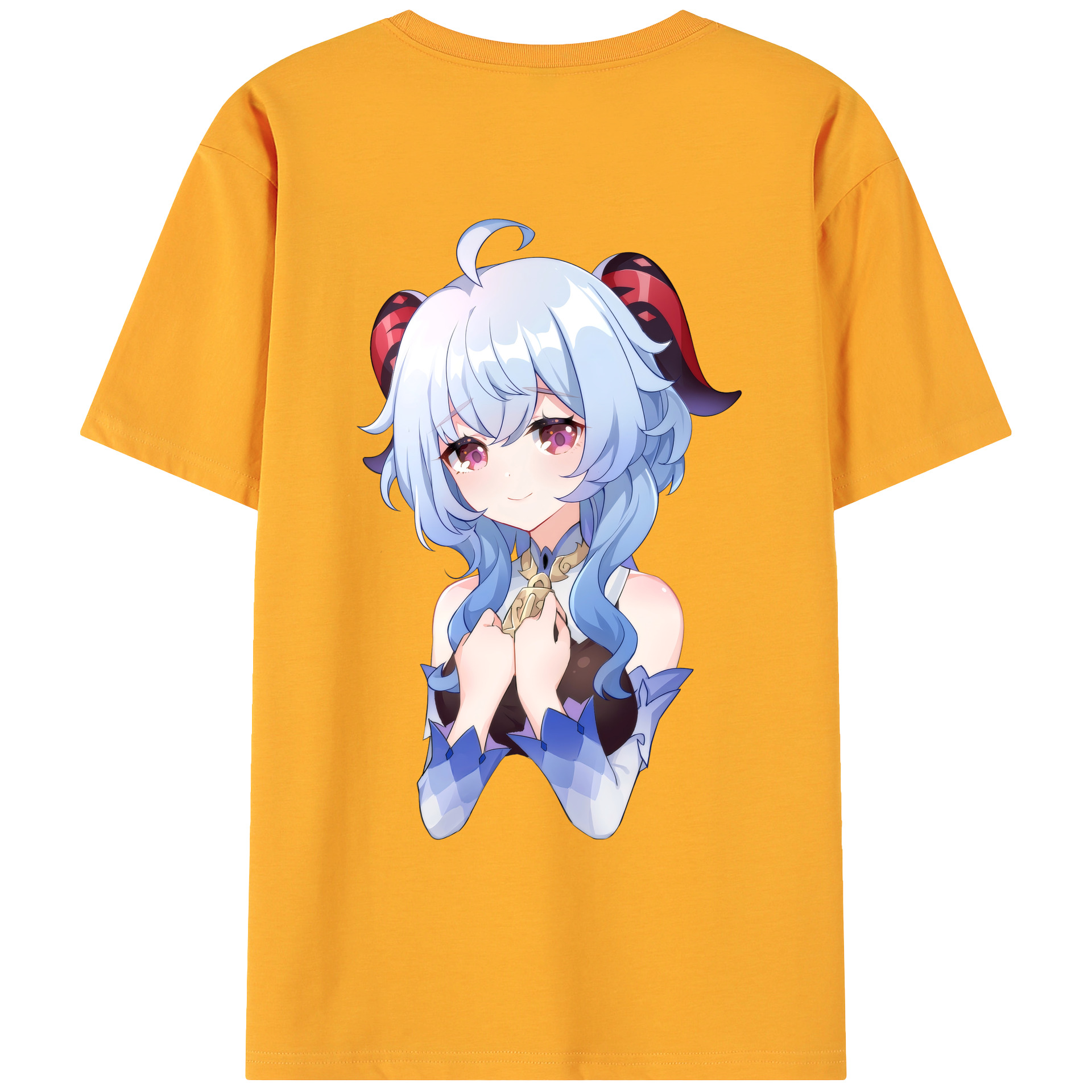 げんし神 甘雨 かんう genshin Ganyu 綿100％ メンズ半袖Tシャツ（バックプリント） 通気性