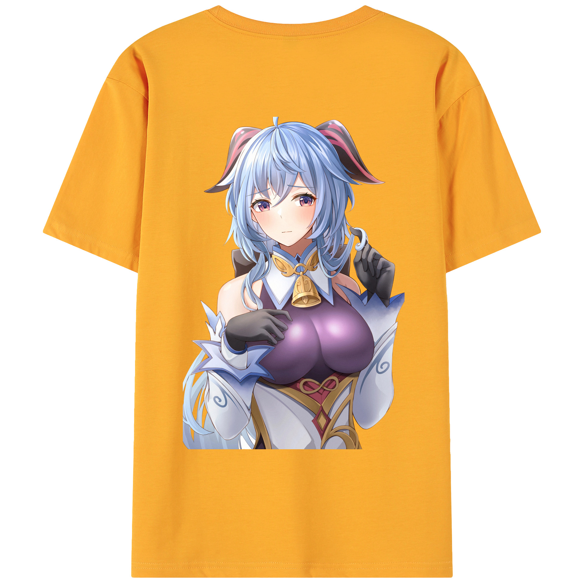 げんし神 甘雨 かんう genshin Ganyu 綿100％ メンズ半袖Tシャツ（バックプリント） 通気性
