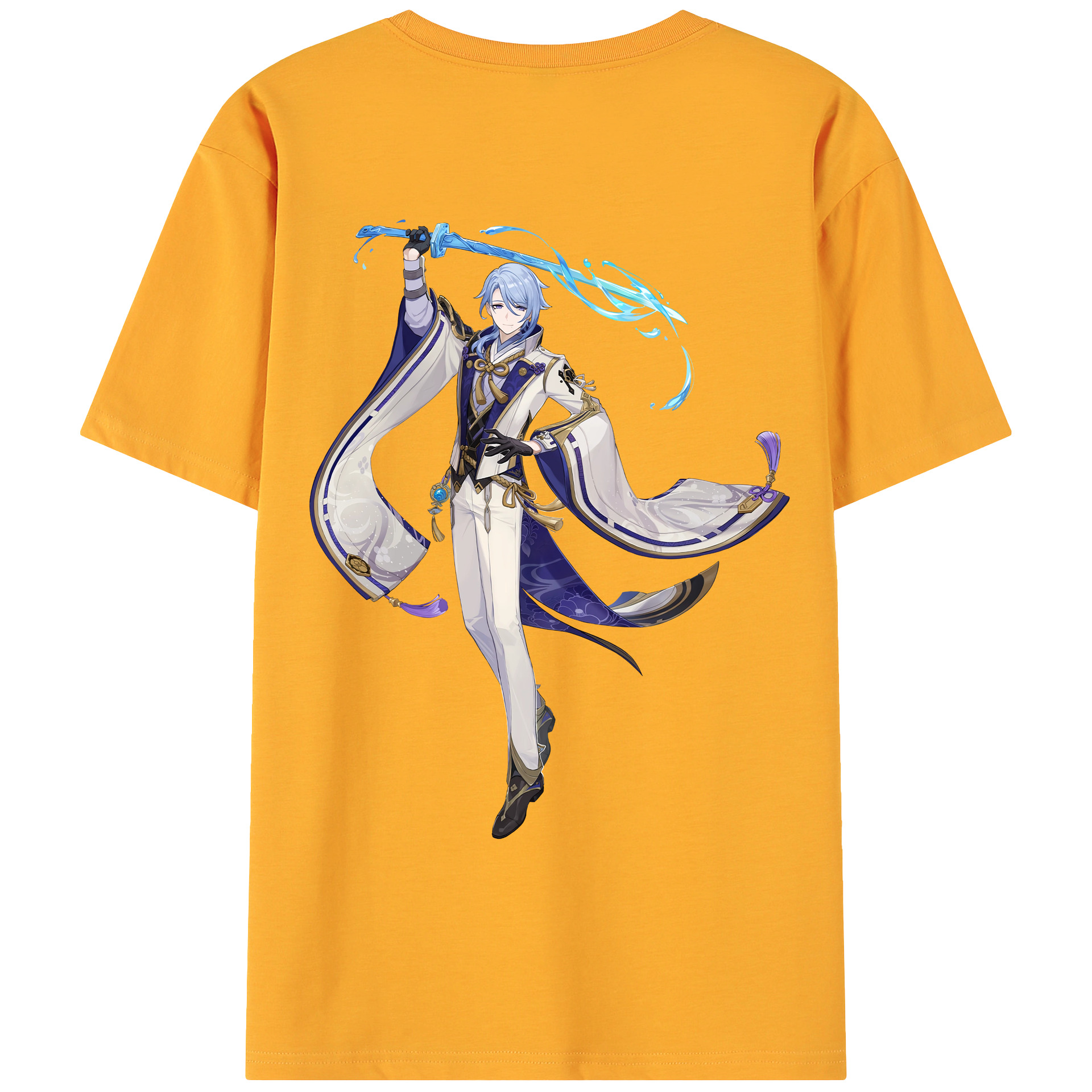 げんし神 神里綾人 かみさとあやと genshin Kamisato Ayato 綿100％ メンズ半袖Tシャツ（バックプリント） 通気性