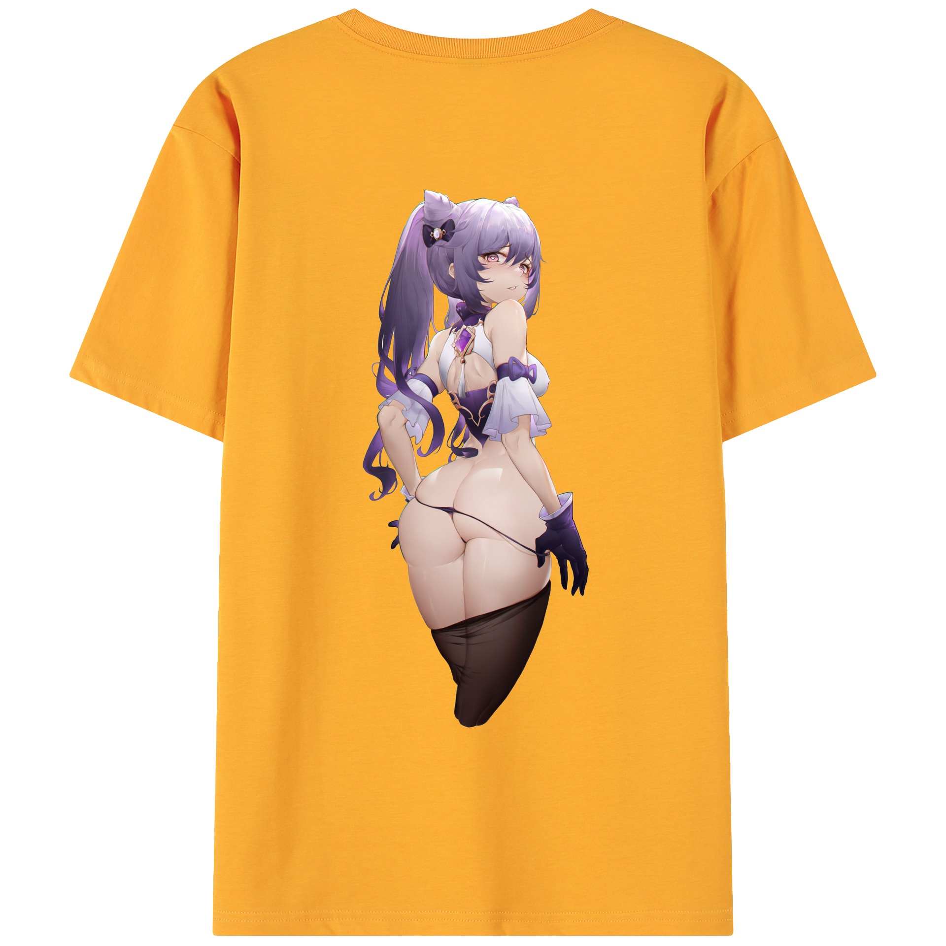 げんし神 刻晴 こくせい genshin Kokusei 綿100％ メンズ半袖Tシャツ（バックプリント） 通気性