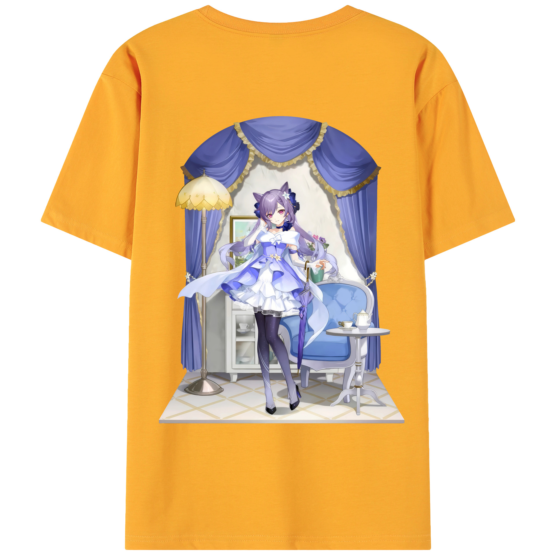 げんし神 刻晴 こくせい genshin Kokusei 綿100％ メンズ半袖Tシャツ（バックプリント） 通気性