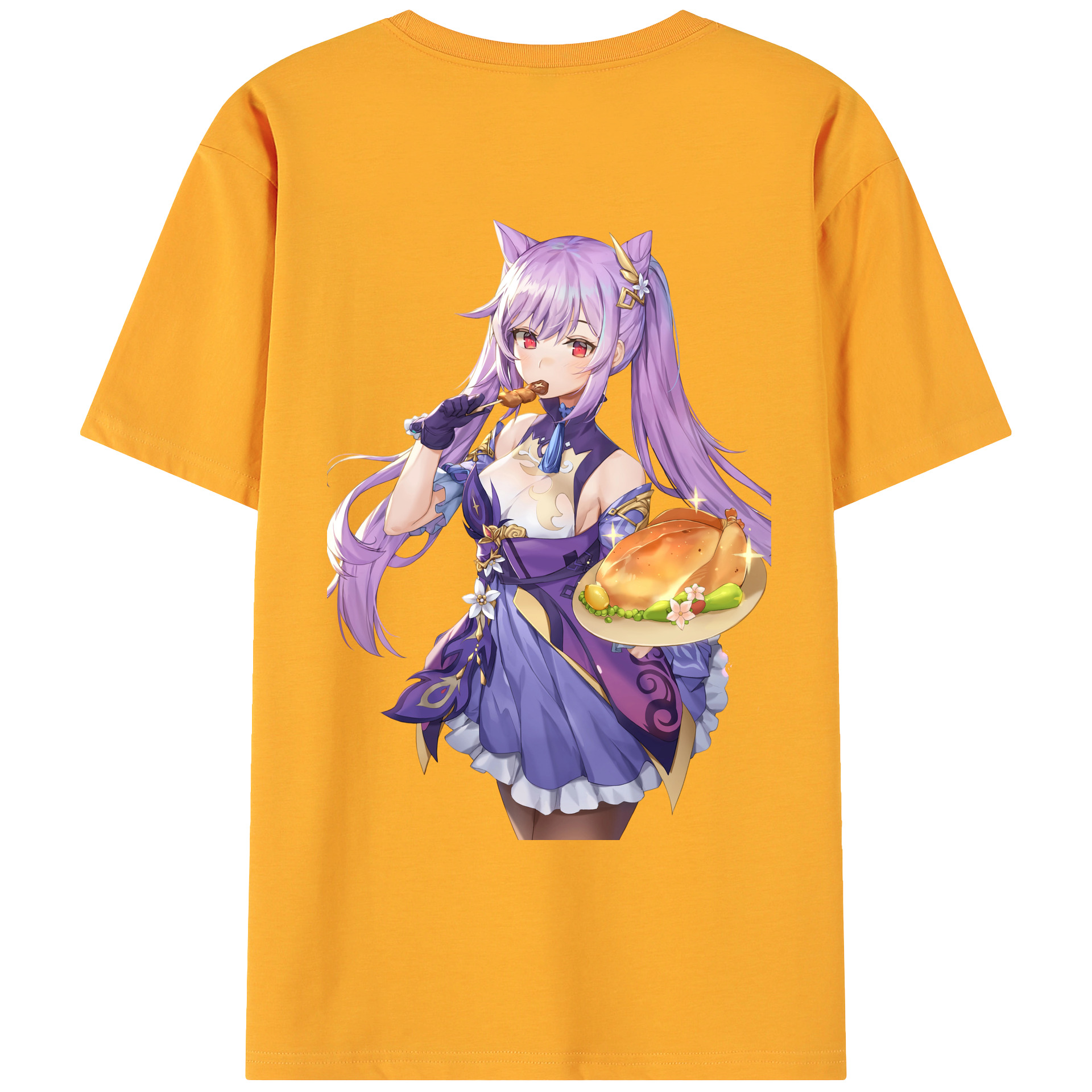 げんし神 刻晴 こくせい genshin Kokusei 綿100％ メンズ半袖Tシャツ（バックプリント） 通気性