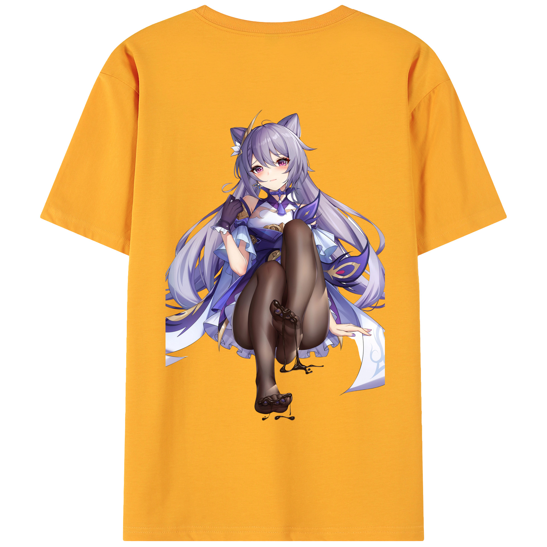 げんし神 刻晴 こくせい genshin Kokusei 綿100％ メンズ半袖Tシャツ（バックプリント） 通気性