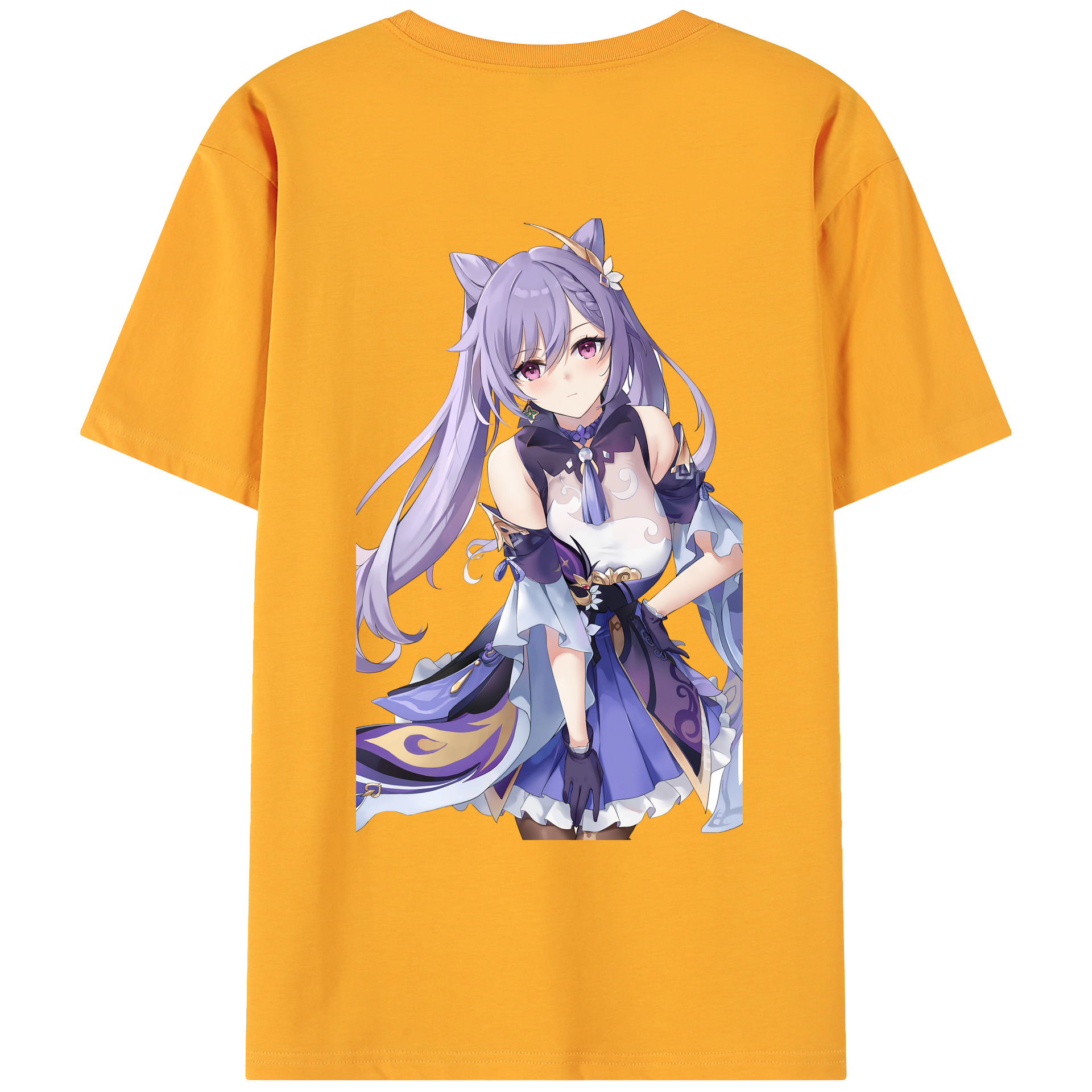 げんし神 刻晴 こくせい genshin Kokusei 綿100％ メンズ半袖Tシャツ（バックプリント） 通気性