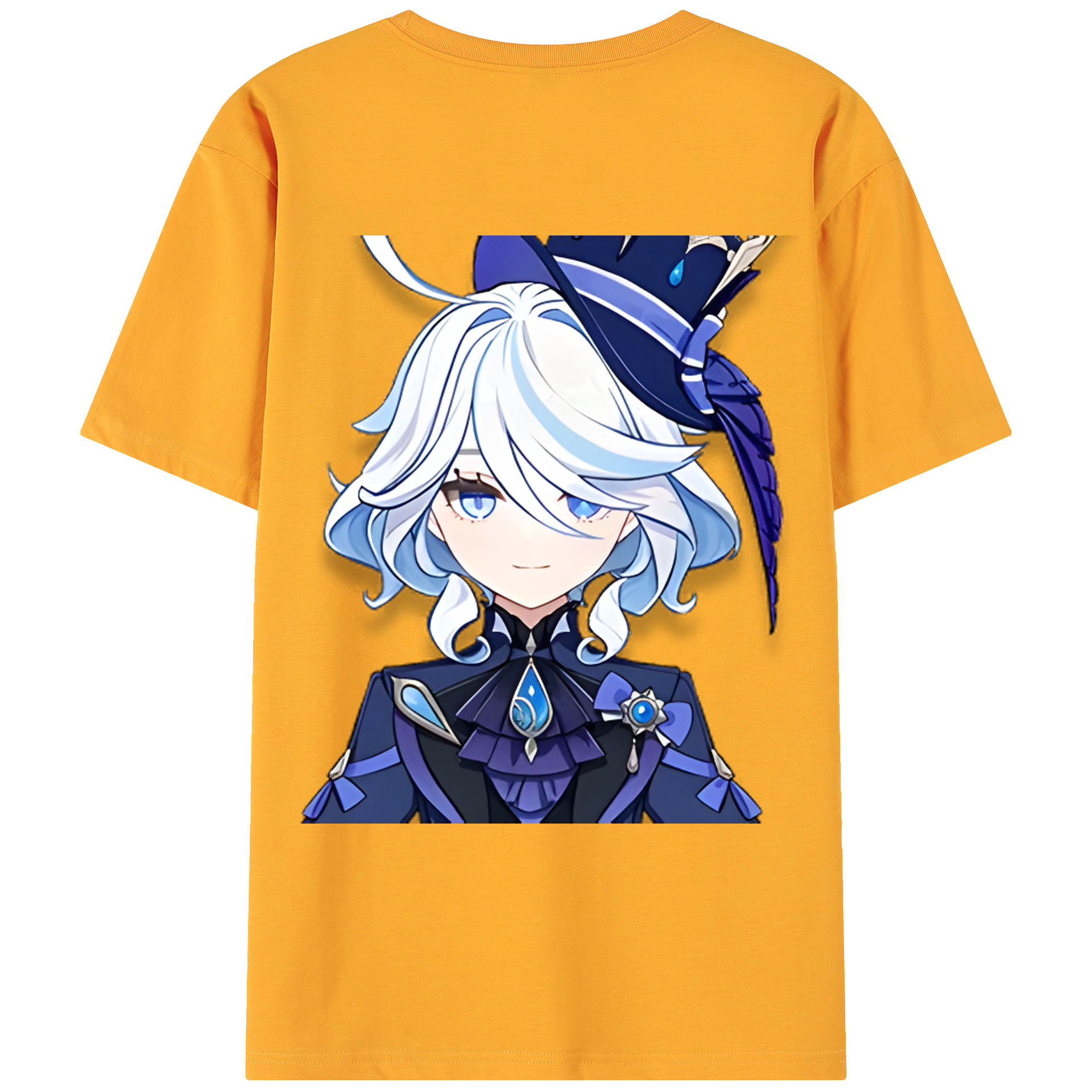 げんし神 フリーナ genshin Furina 綿100％ メンズ半袖Tシャツ（バックプリント） 通気性