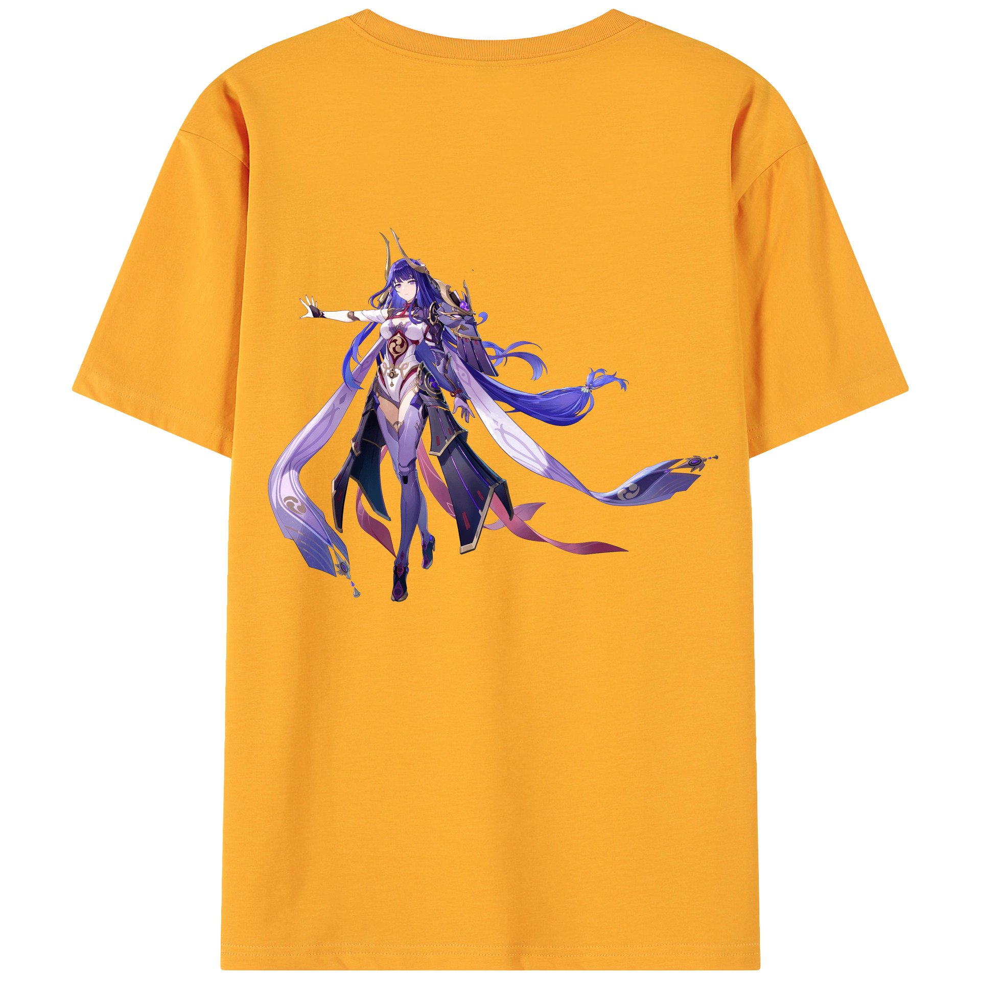 げんし神 雷電将軍 らいでんしょうぐん genshin Raiden Shogun 綿100％ メンズ半袖Tシャツ（バックプリント） 通気性